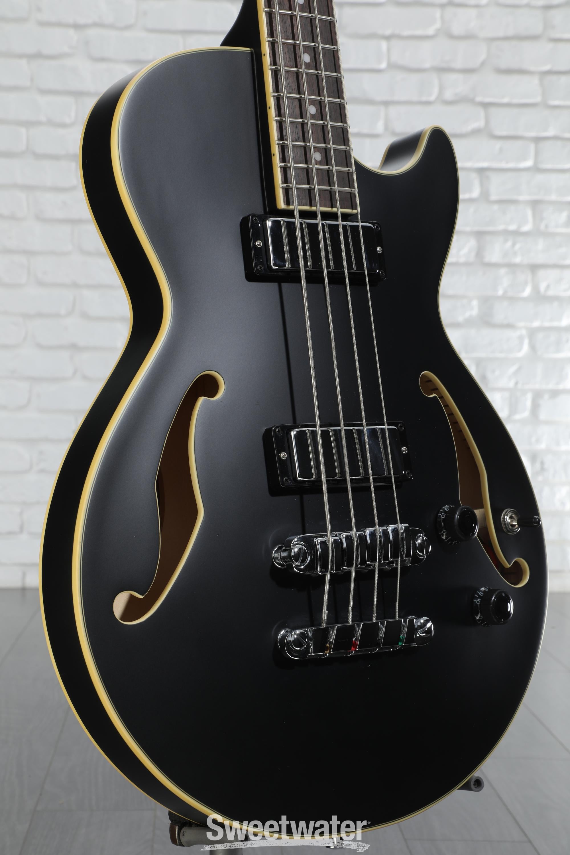 Ibanez AGB200 Semi-hollow Bass Guitar - Black Flat | Sweetwater