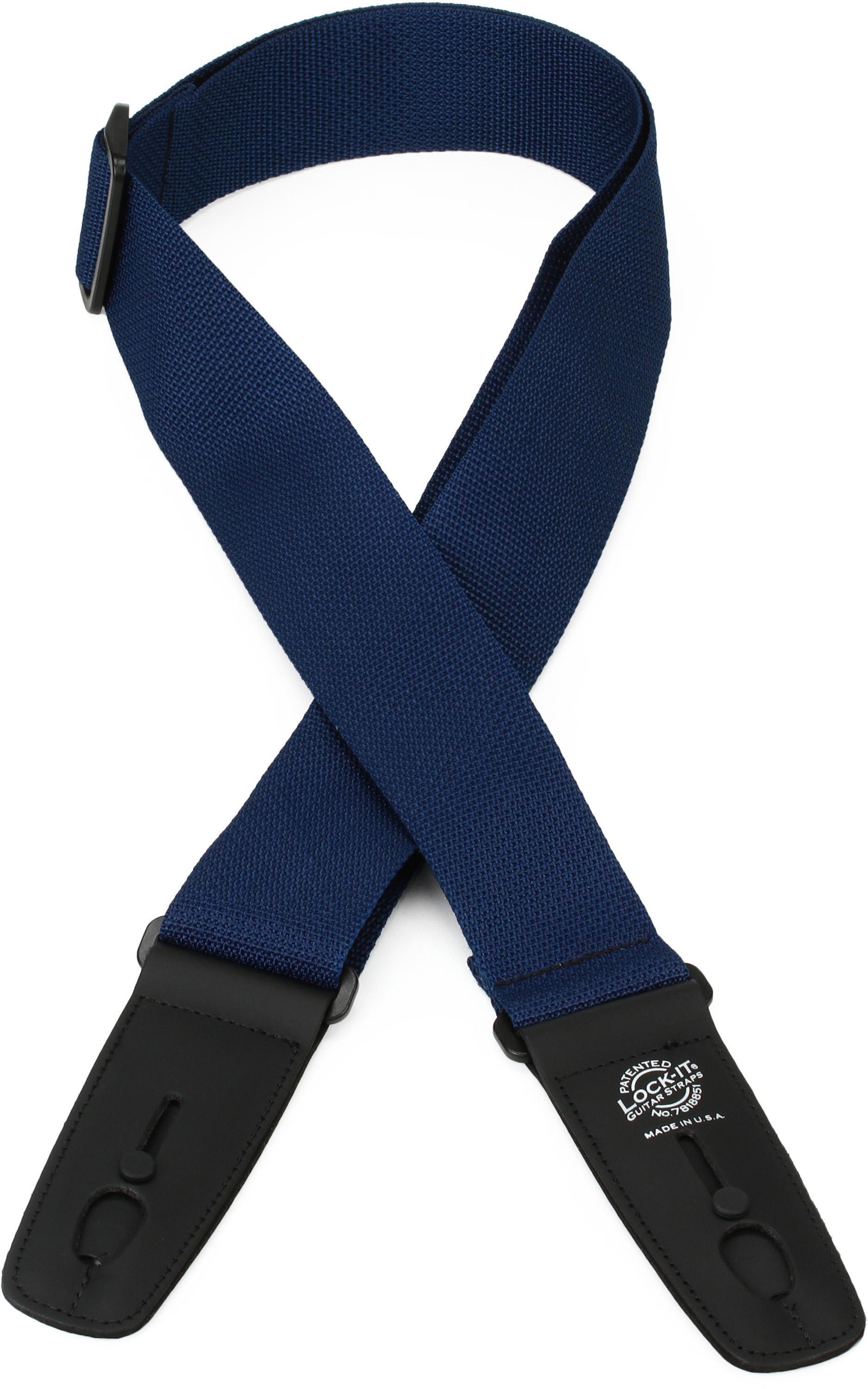 LockIt Straps Professional Gig Series 2" Navy Blue Poly Strap with Locking Ends Sweetwater