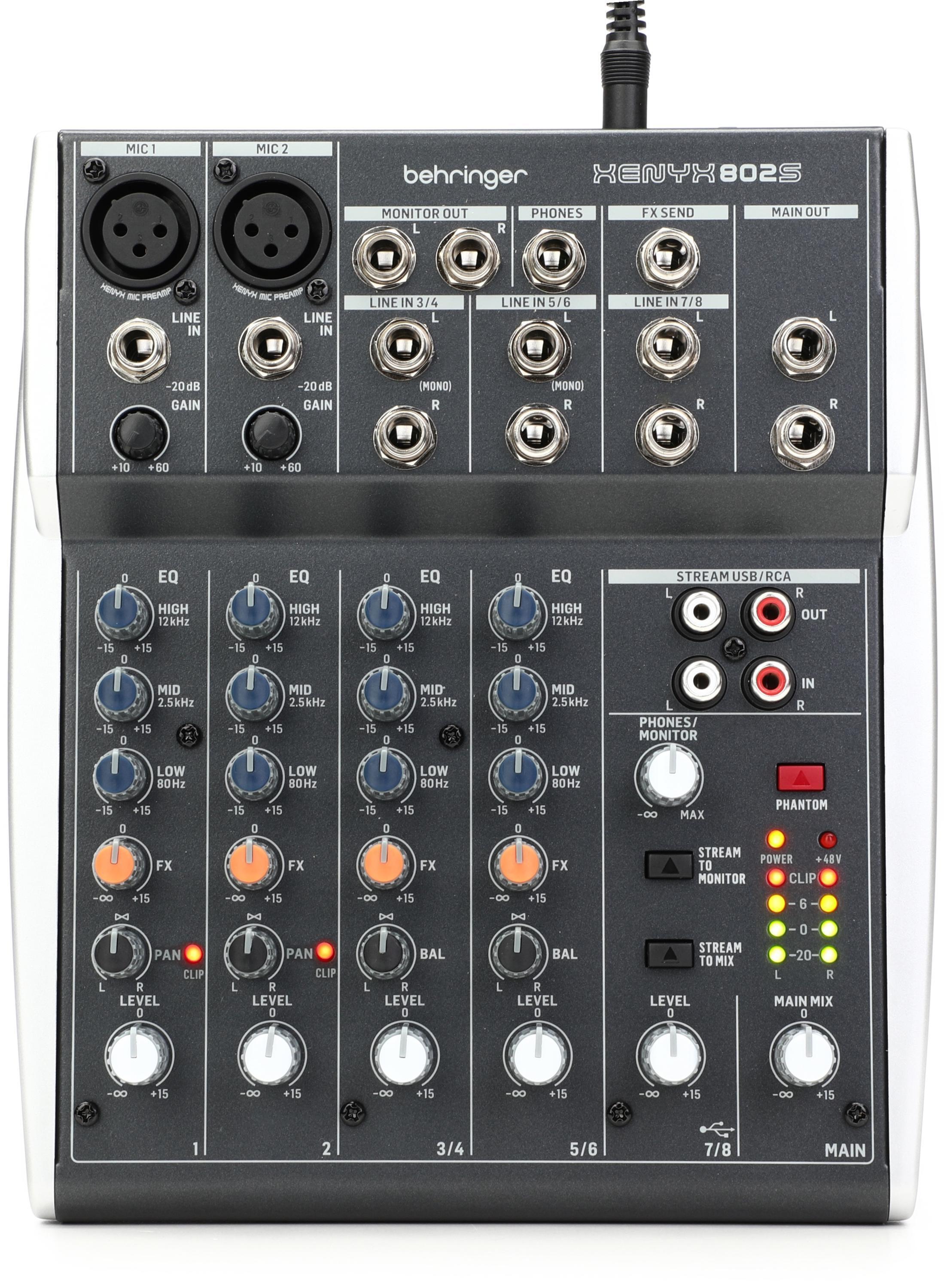 Behringer Xenyx 802S 8-channel Analog Streaming Mixer | Sweetwater