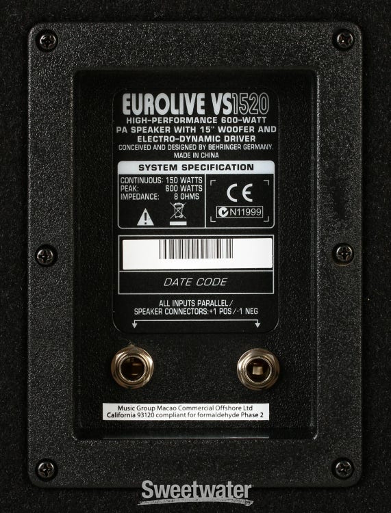 Behringer Eurolive VP1520 Altavoz Pasivo de 15 y 1000 W - Ultramar Audio