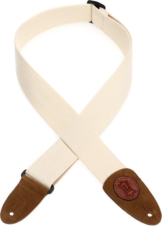 LM Products 2-inch Macrame Cotton Guitar Strap with Leather Ends - Beige