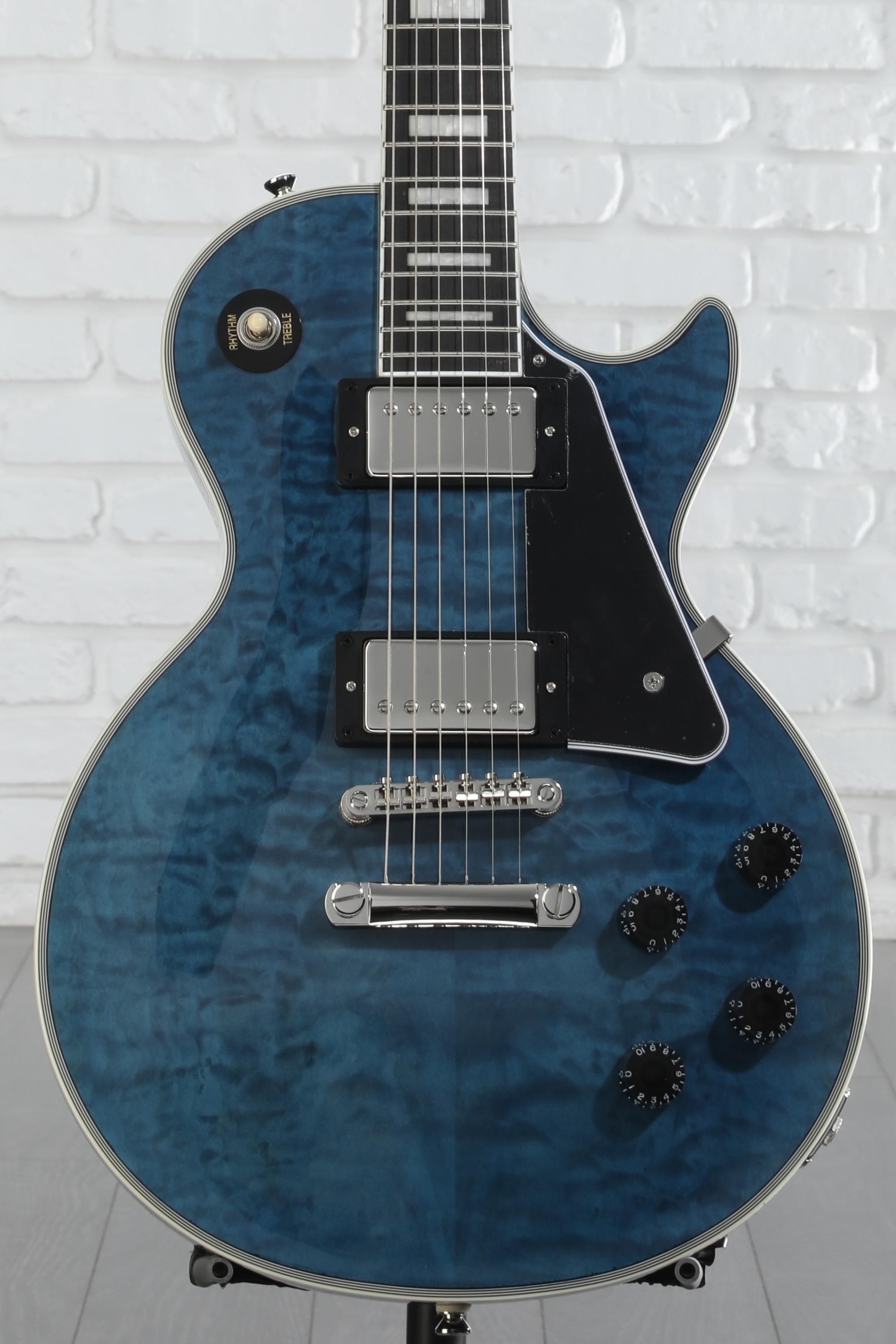 ギター Epiphone Les Paul Quilt Viper Blue Epiphone Les Paul Custom Quilt in Viper Blue w/Premium