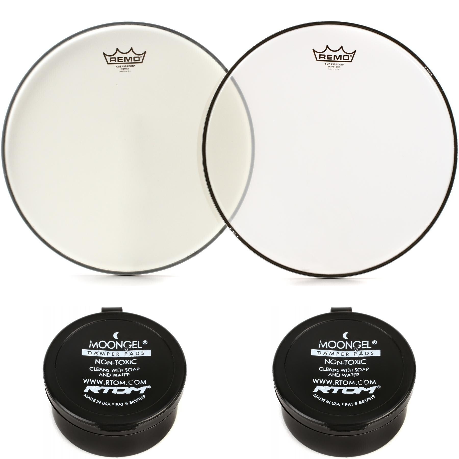 Remo Remo Ambassador Coated 2-piece Snare Propack with RTOM Gels