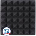 Photo of Gator Acoustic Pyramid Panels - 1x1 foot 24-pack - Charcoal