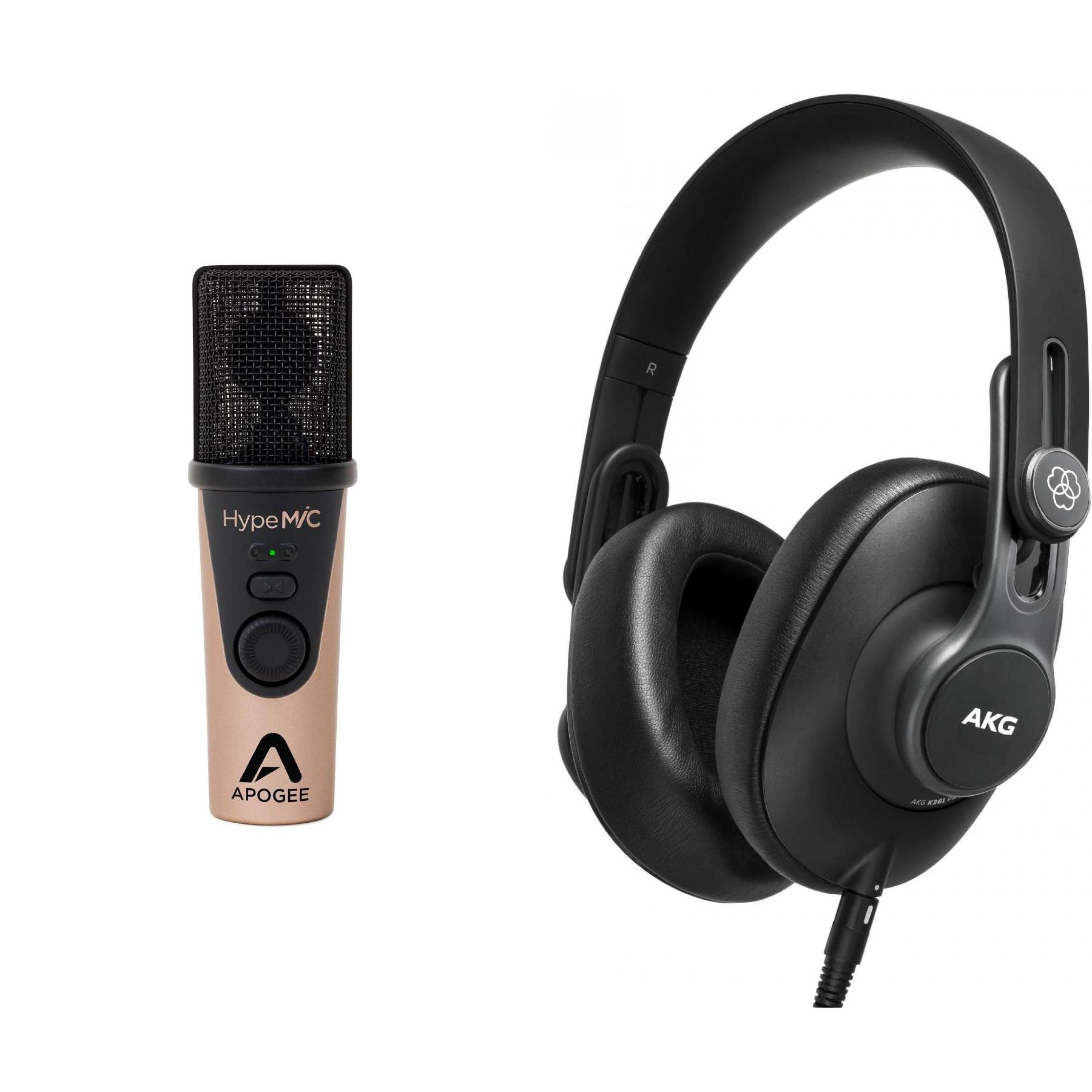 Apogee HypeMic USB Microphone and AKG K361 Headphones Content