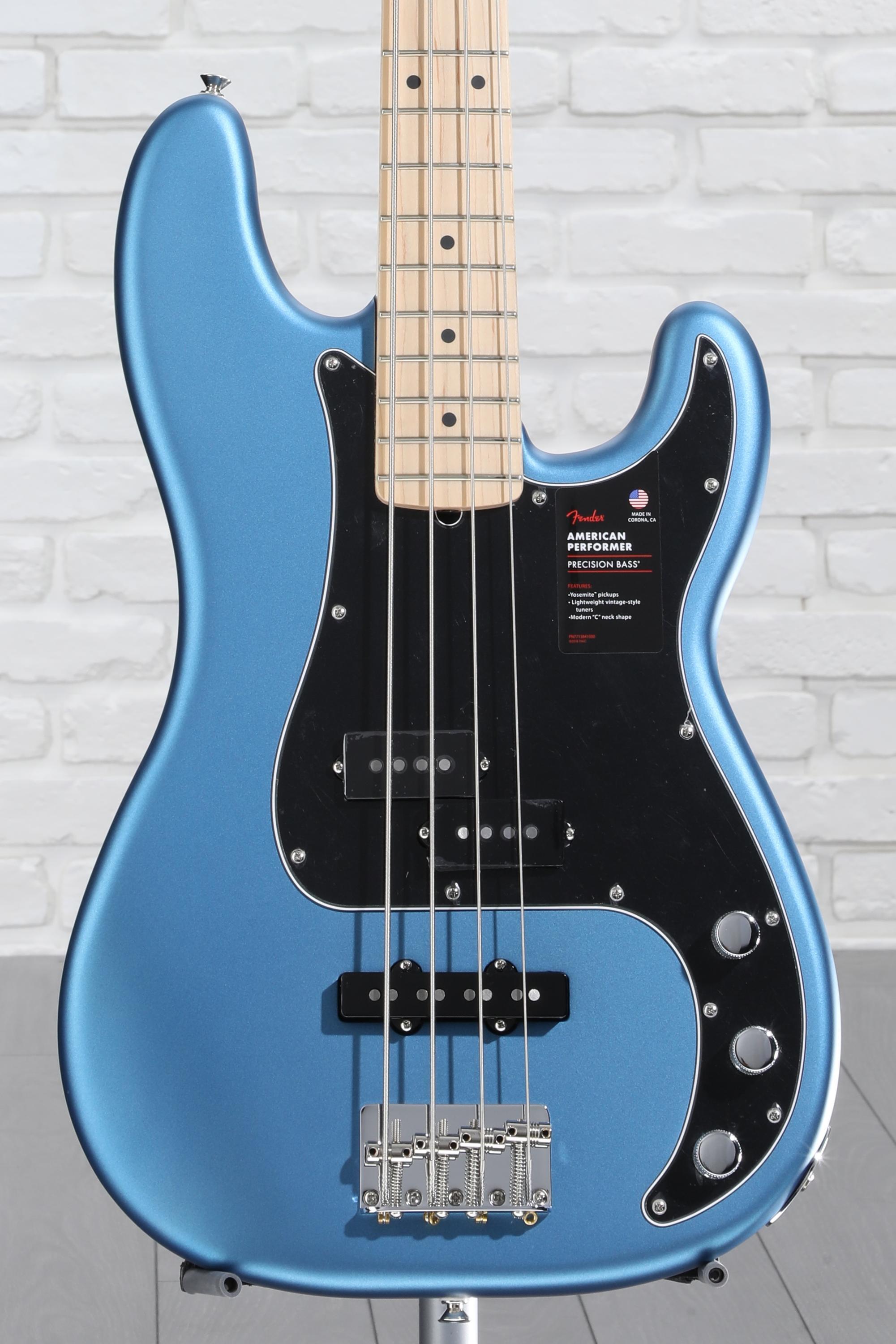 Fender American Performer Precision Bass - Satin Lake Placid Blue with  Maple Fingerboard | Sweetwater