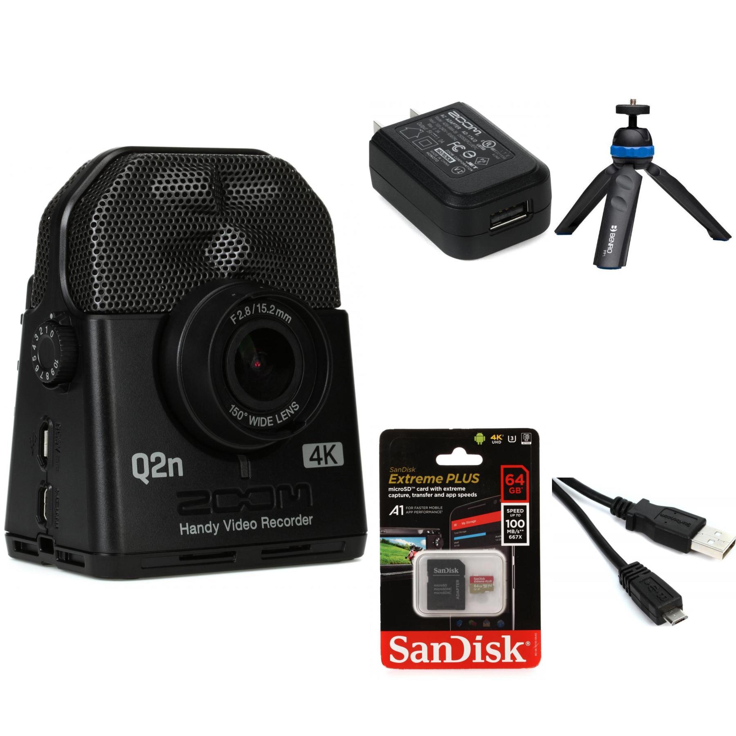 Zoom Q2N-4K Starter Bundle Handy Video Recorder Kit with SD Card