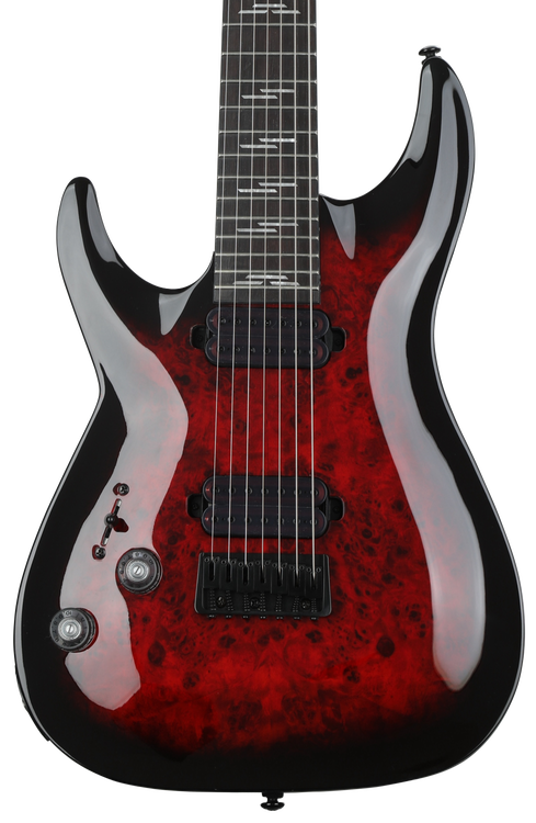 Schecter Omen Elite-7 Left-handed Electric Guitar - Black Cherry Burst