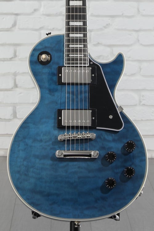 Epiphone Les Paul Custom Electric Guitar - Viper Blue, Sweetwater Exclusive
