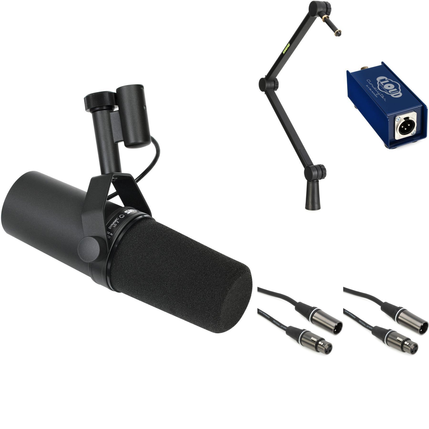 Shure SM7B Dynamic Microphone and CL-1 Cloudlifter Bundle with Desktop Boom  Stand and Cables