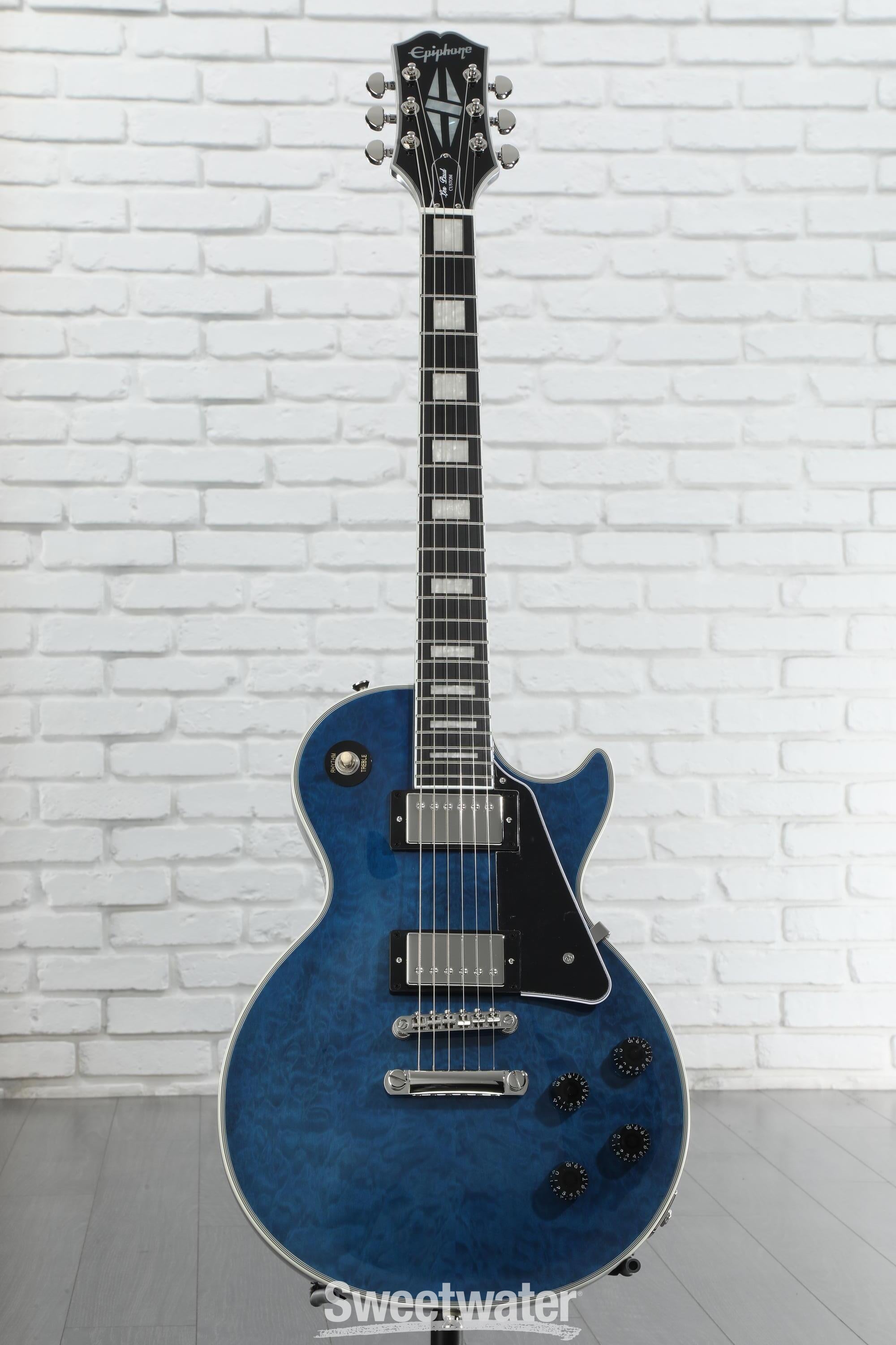 ギター Epiphone Les Paul Quilt Viper Blue Epiphone Les Paul Custom Quilt in Viper Blue w/Premium
