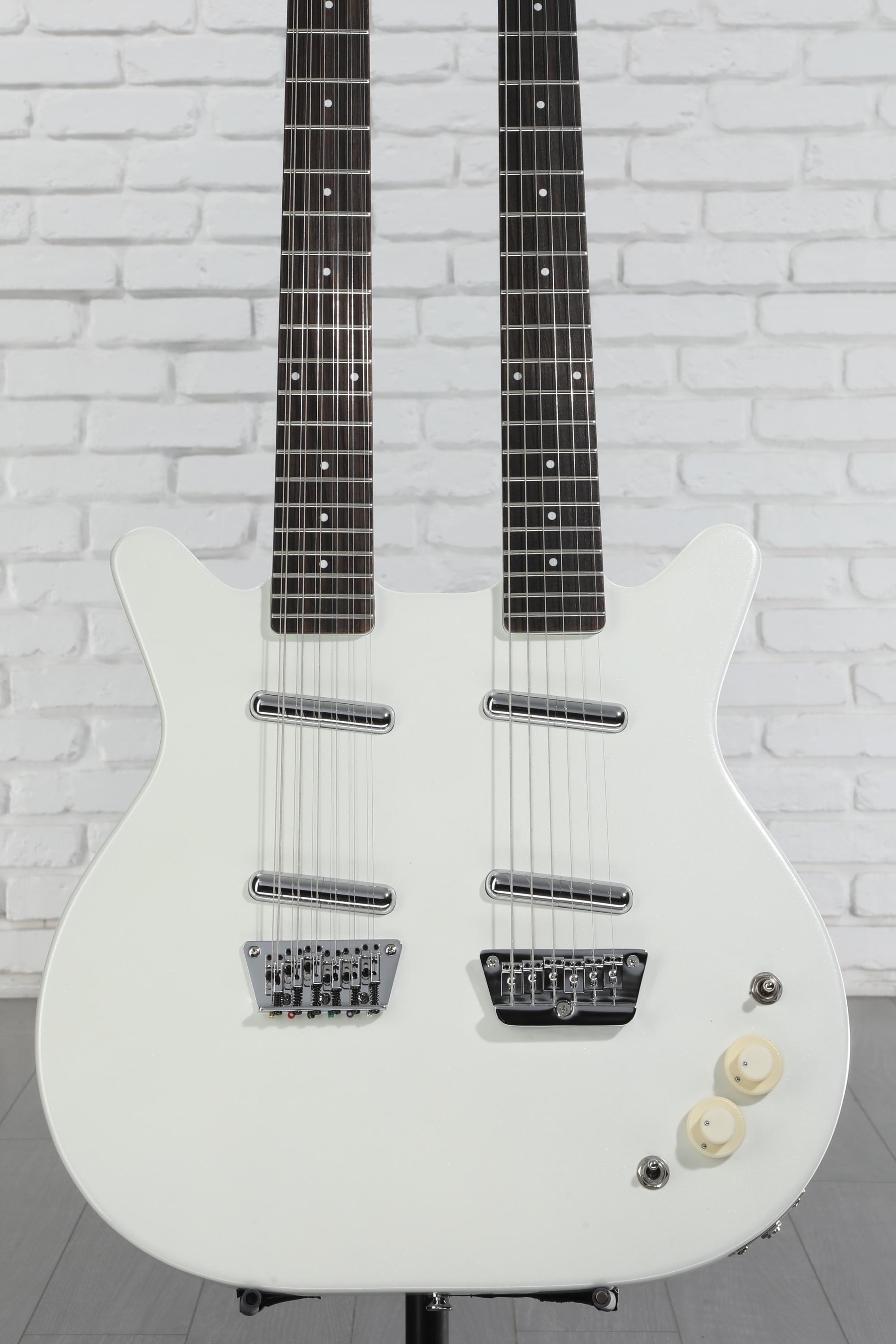 Danelectro Doubleneck Electric Guitar - White Pearl | Sweetwater