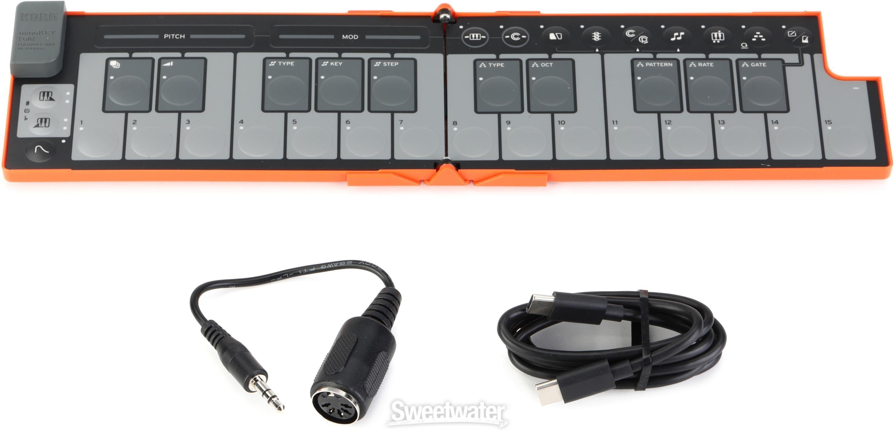 Korg nanoKEY Fold Foldable MIDI Keyboard - Orange | Sweetwater