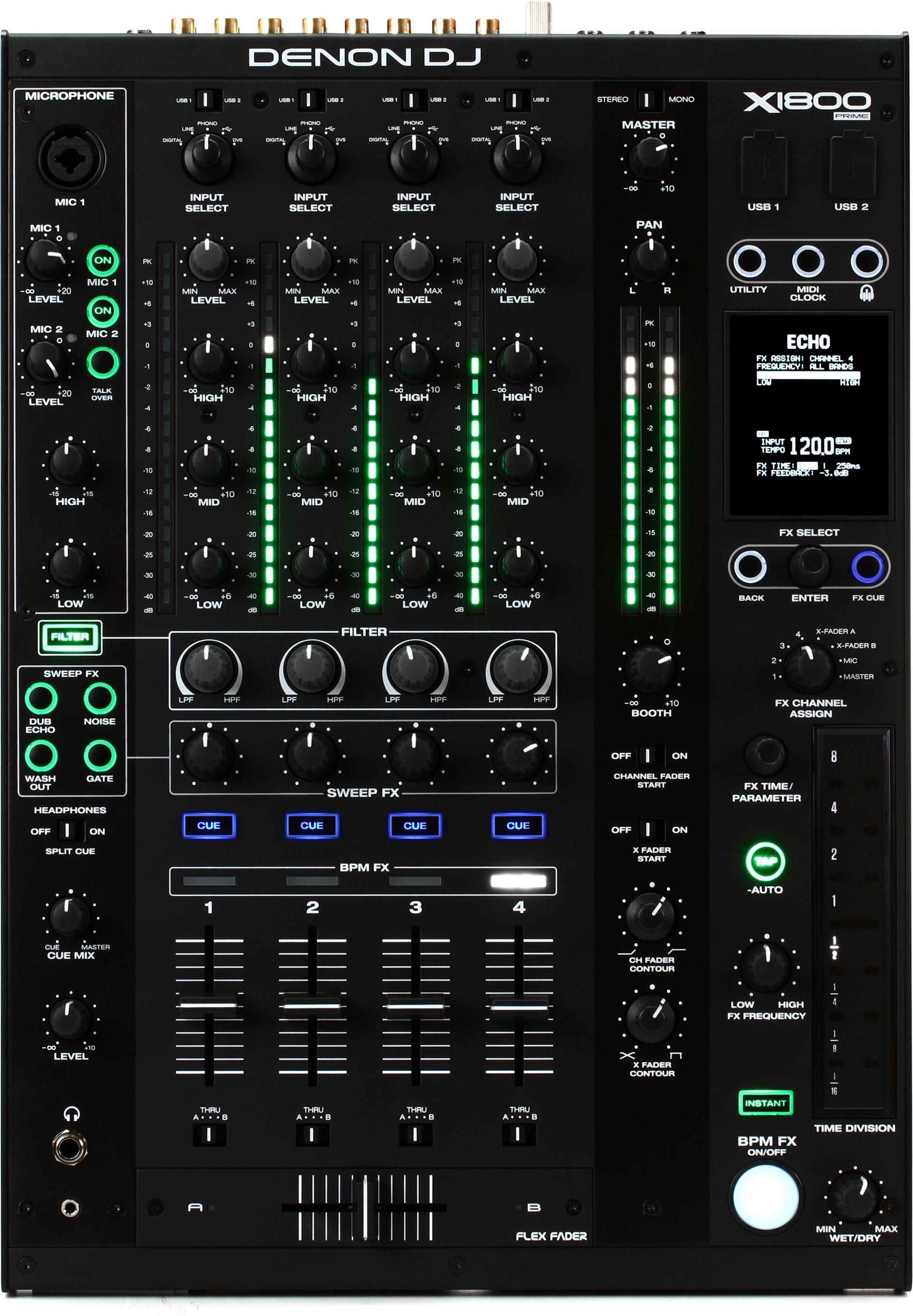 Denon DJ X1800 Prime 4-channel DJ Mixer with Effects and Serato