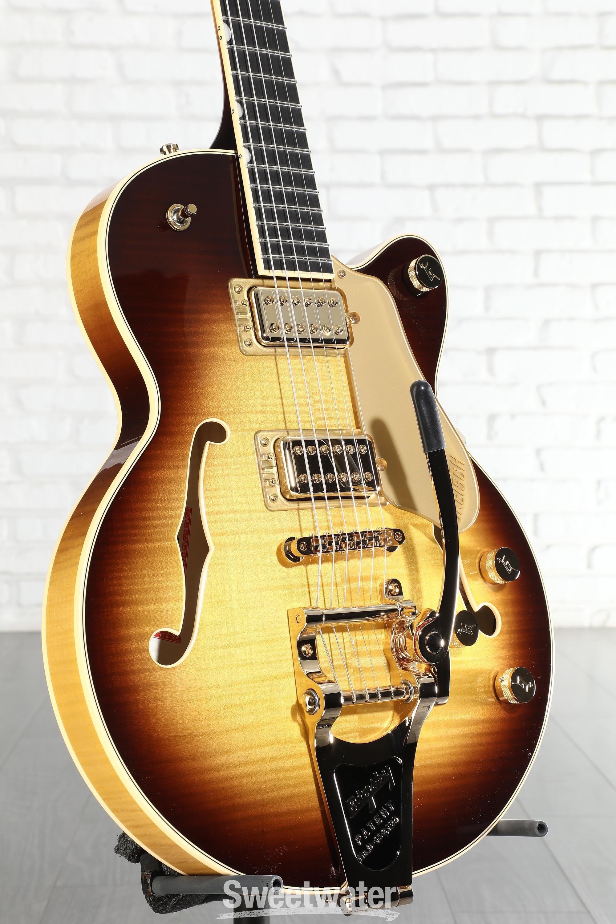 Photo of Gretsch Broadkaster Jr. LX Figured Semi-hollowbody Electric Guitar - Caramel Dawn