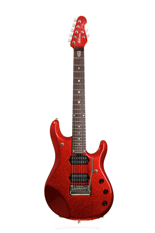 Ernie Ball Music Man JP7 Fully Loaded - Cardinal Red Sparkle Ernie Ball Music Man JP7 Fully Loaded - Cardinal Red Sparkle
