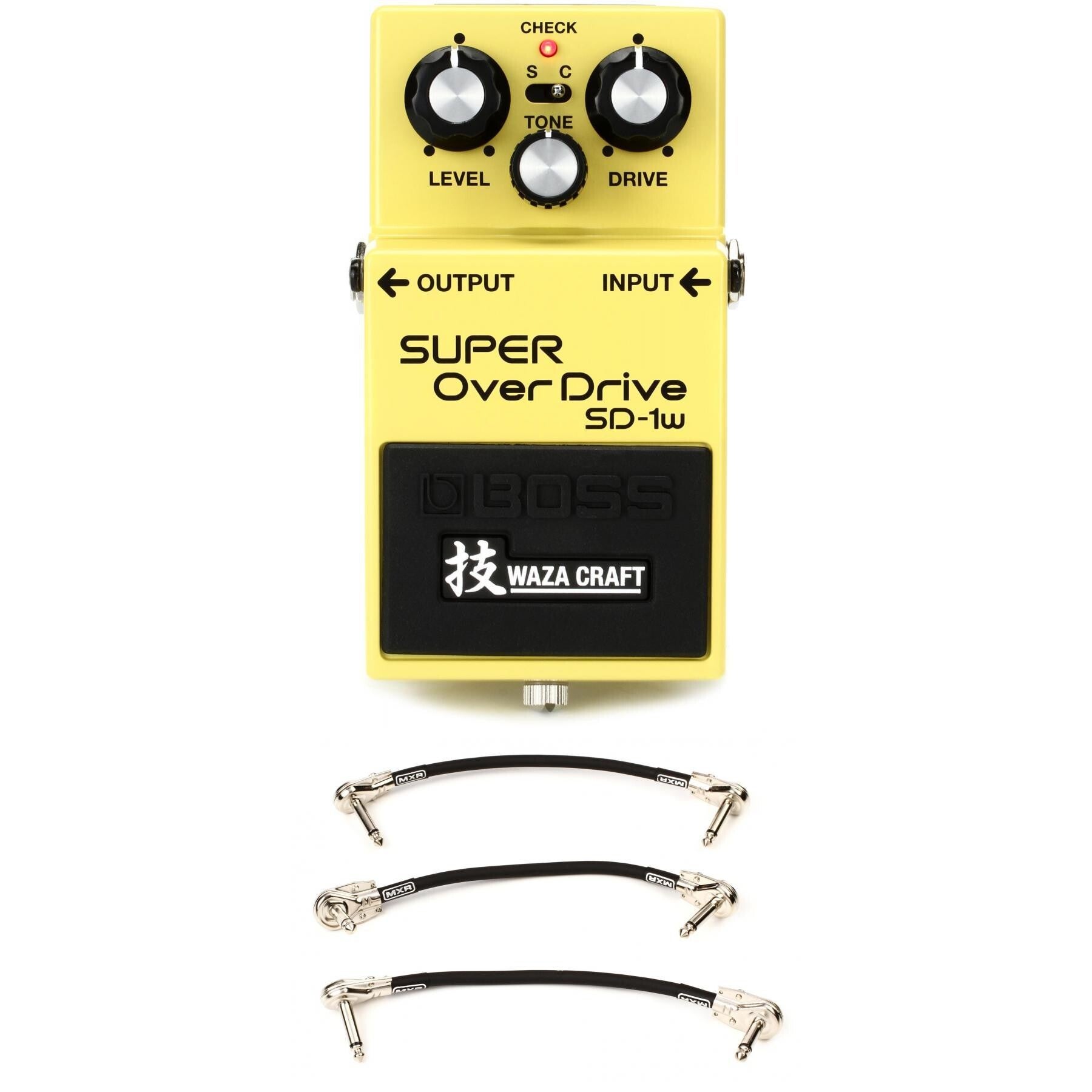 Boss SD-1W Waza Craft Super Overdrive Pedal with 3 Patch Cables