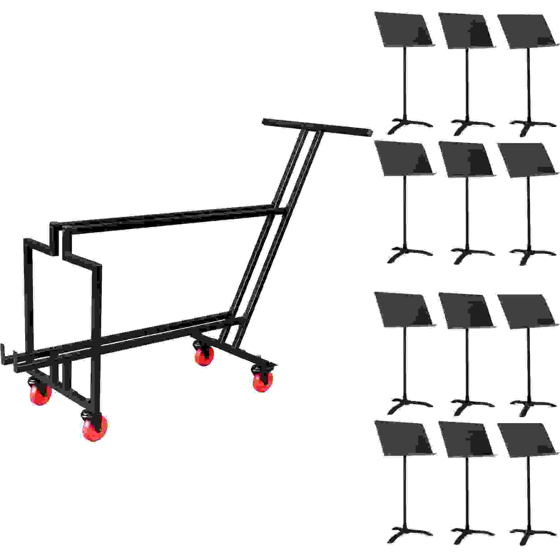 Gator Frameworks Sheet Music Stand Cart with Manhasset Model 48 Stands ...