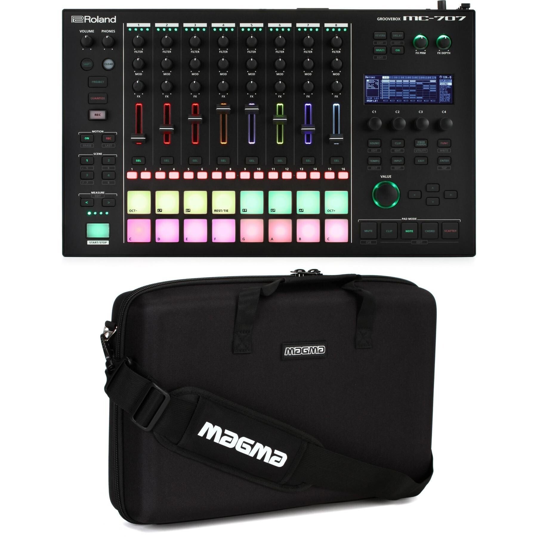 MC-707 8-track Groovebox with Magma Carry Case - Sweetwater