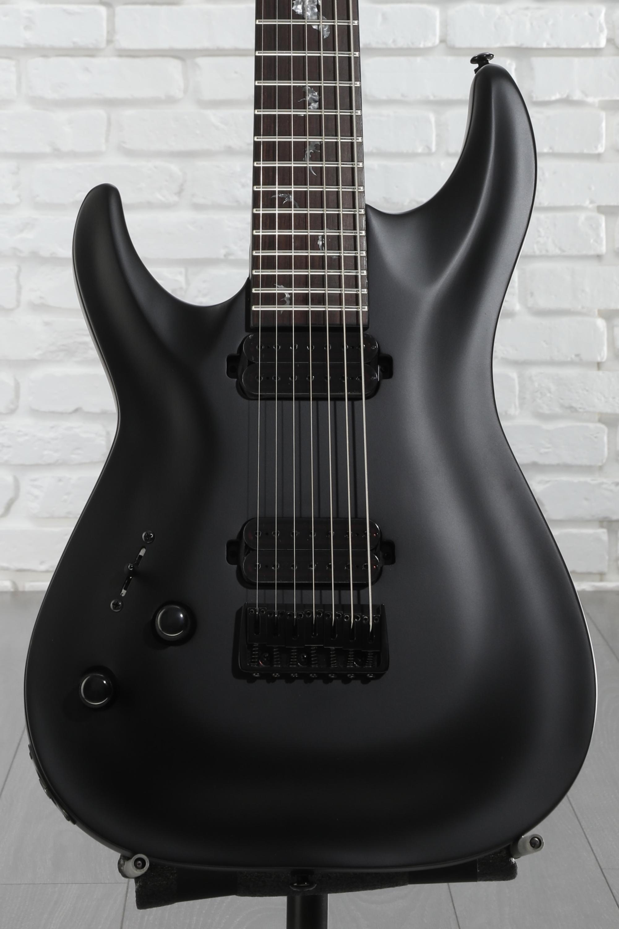 Schecter Damien-7 SBK Left-handed Electric Guitar - Satin Black
