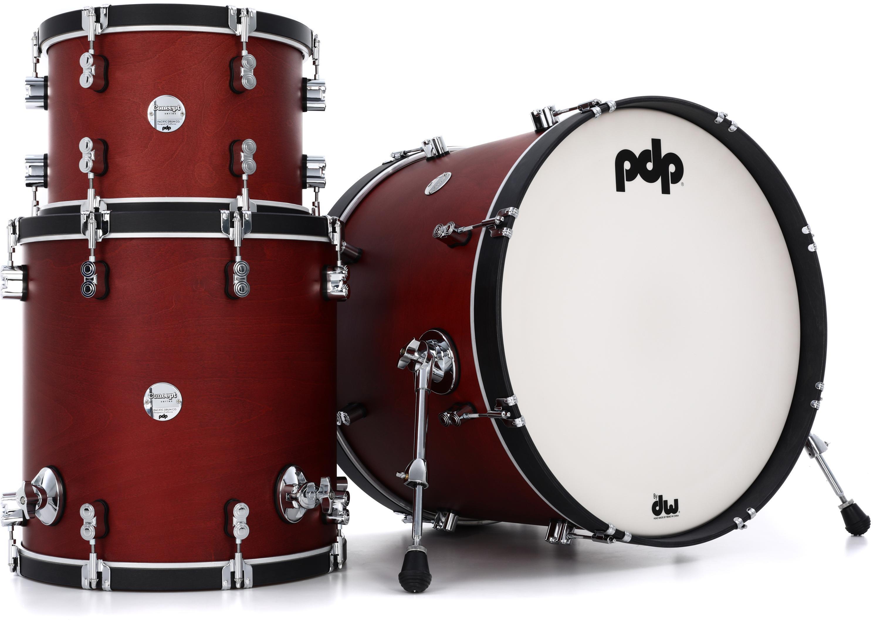 Photo of PDP Concept Maple Classic 3-piece Shell Pack with 22 inch Kick - Ox Blood with Ebony Hoops