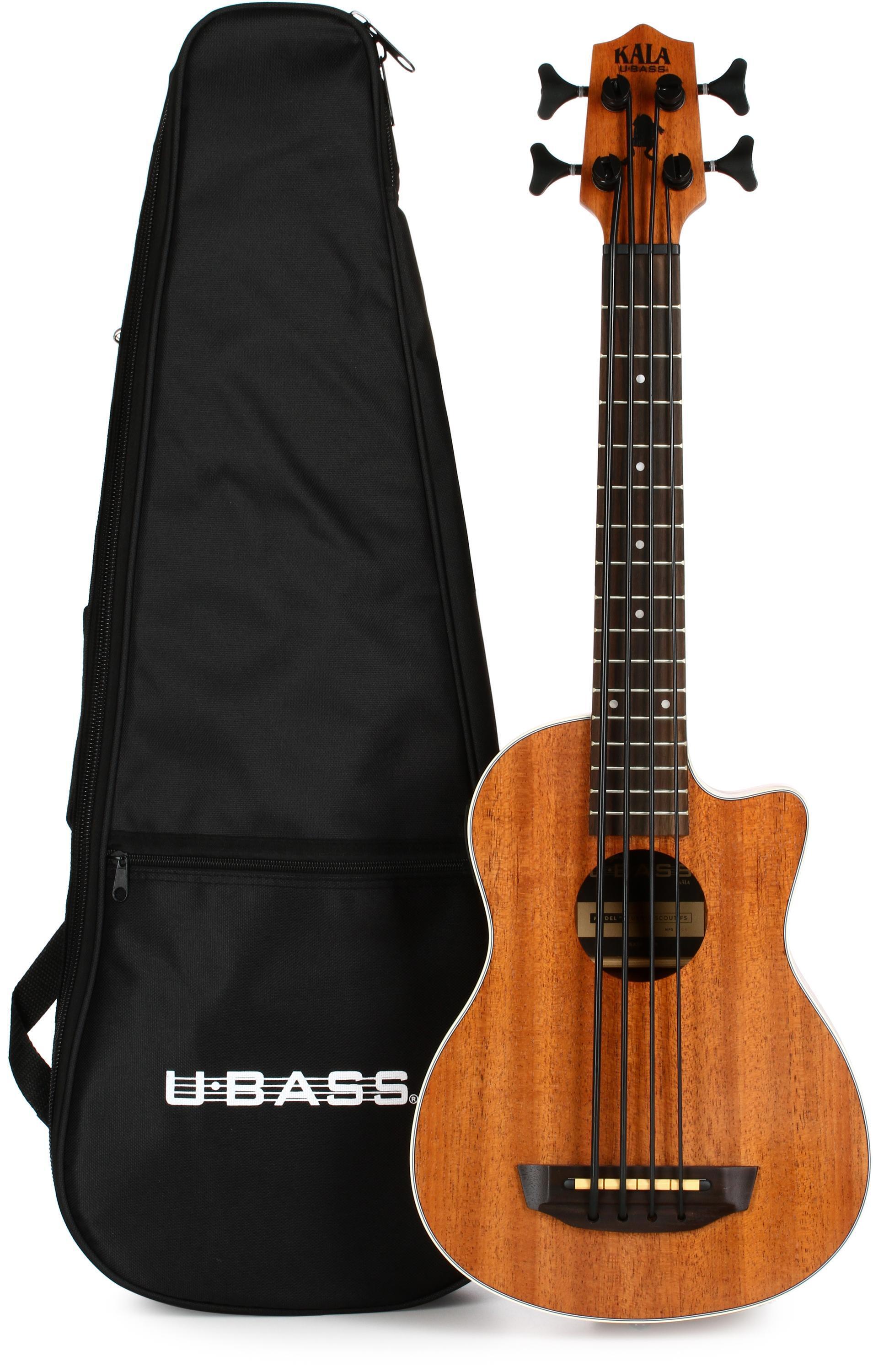 Bundled Item: Kala U-Bass Scout, Mahogany Acoustic-Electric Bass Guitar - Natural Satin