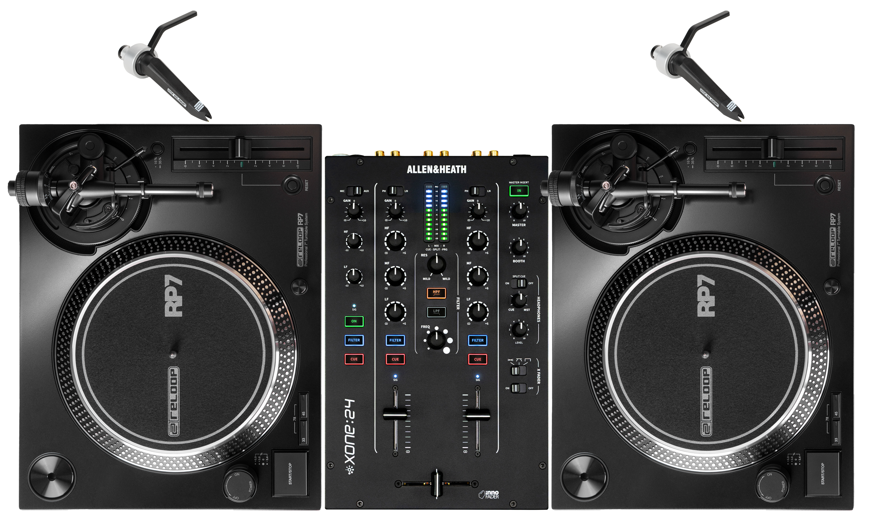 Allen & Heath Xone:24 2+1 Channel Analog DJ Mixer with Reloop RP-7 Turntables
