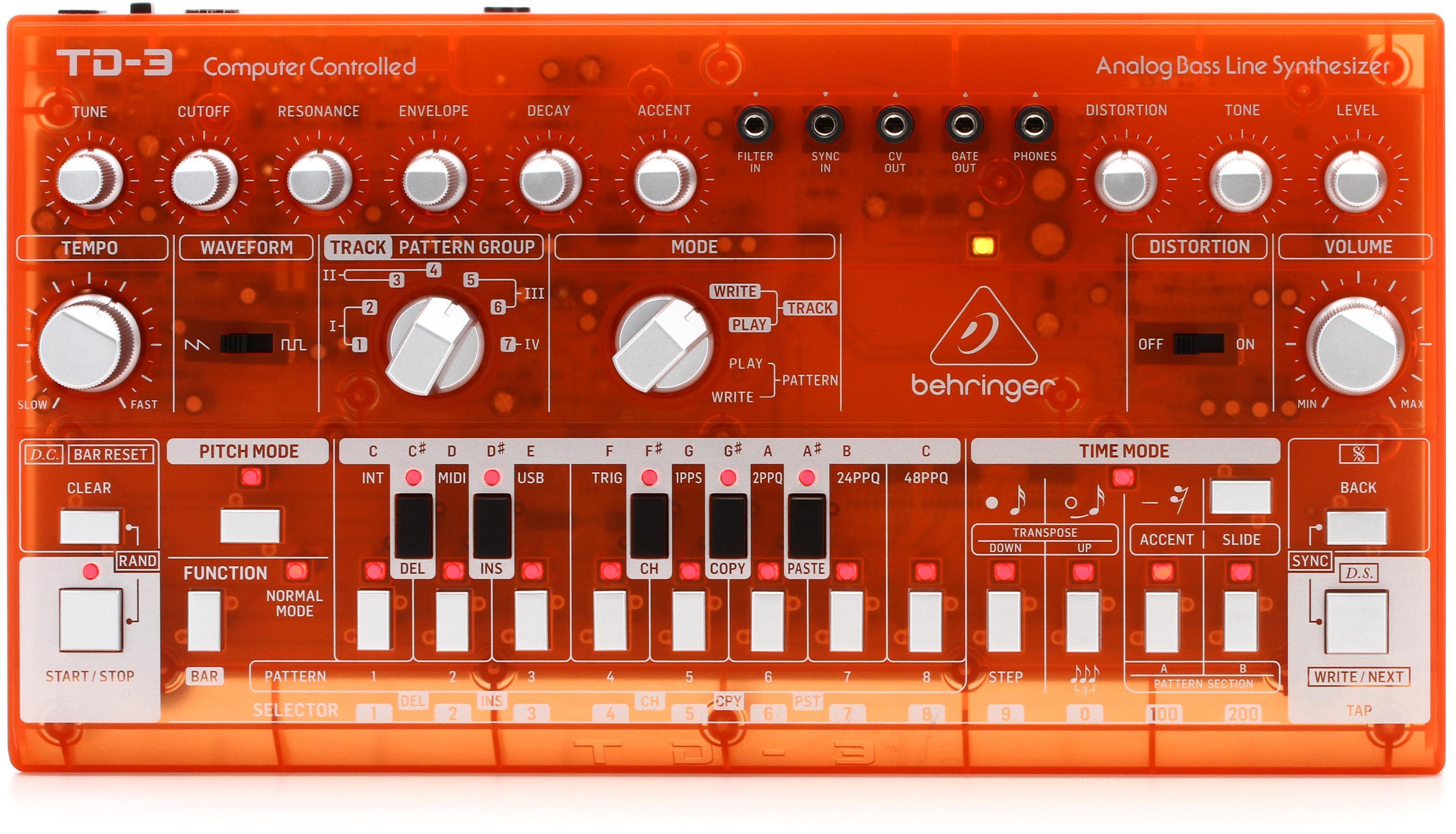 Behringer TD-3-TG Analog Bass Line Synthesizer - Tangerine