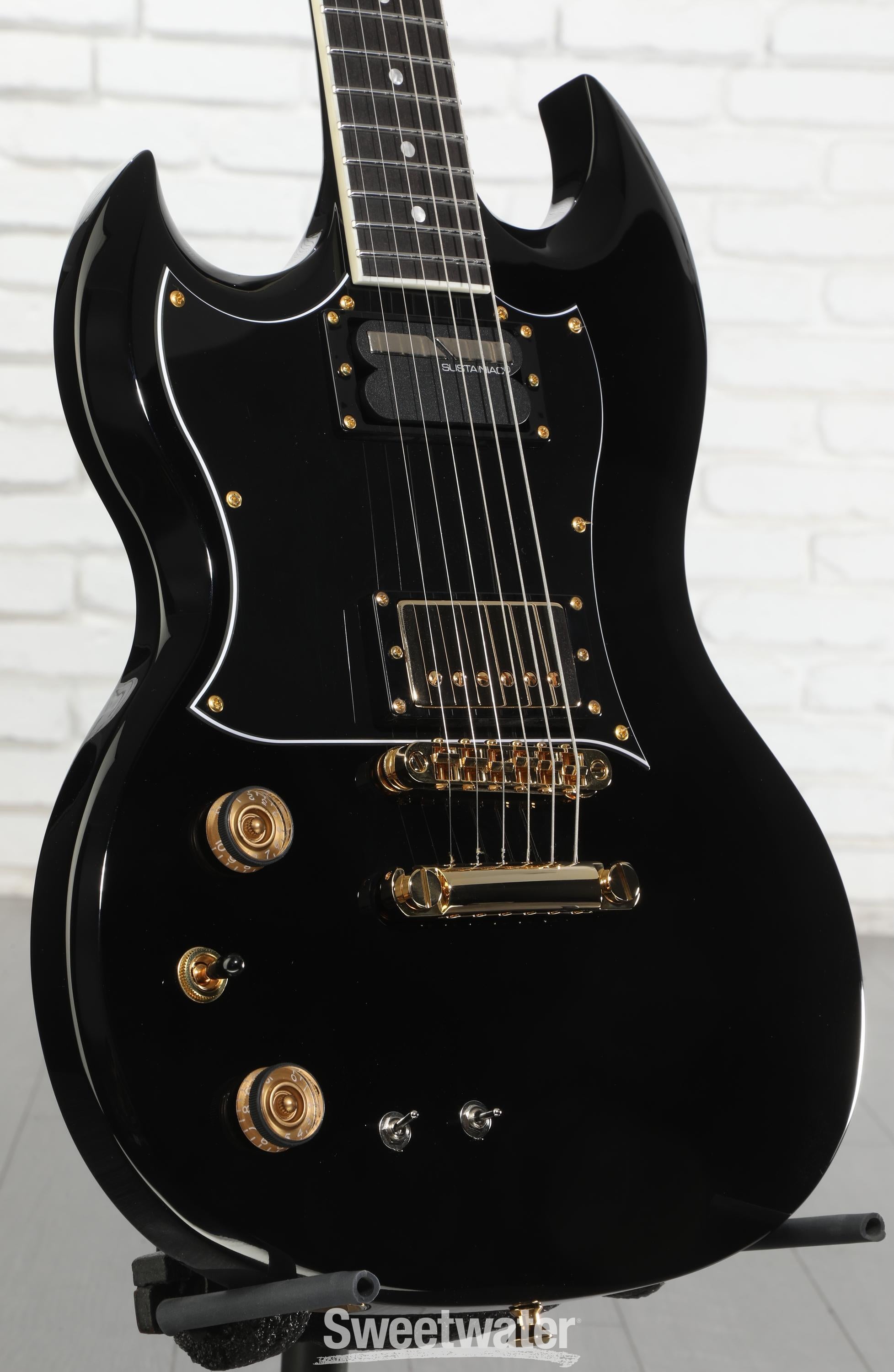 Photo of Schecter ZV-H6LLYW66D-S Zacky Vengeance Left-handed Signature Electric Guitar - Gloss Black