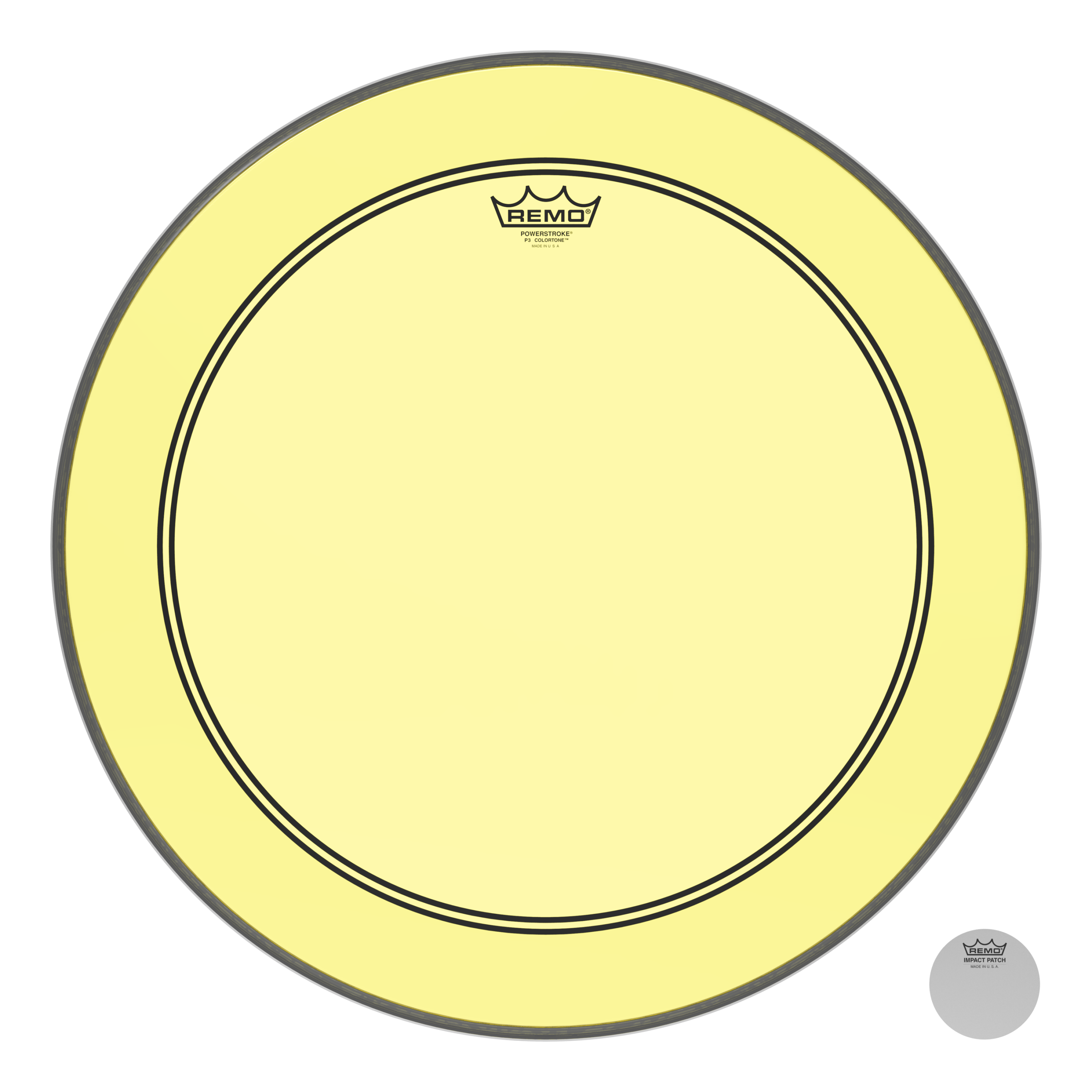 Remo Powerstroke P3 Colortone Yellow Bass Drumhead - 22 inch