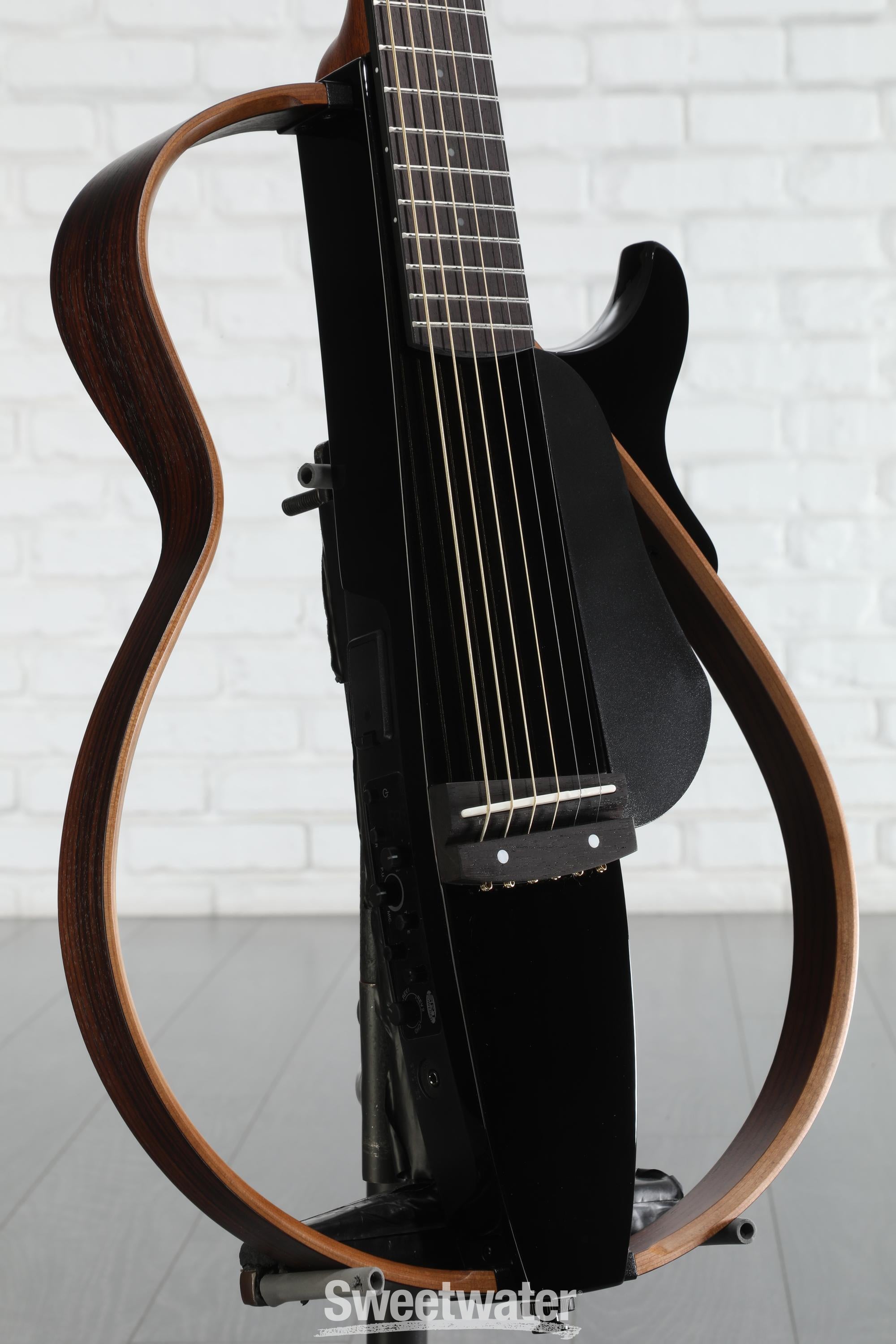 Yamaha Silent Guitar ブラック 6弦 Yamaha SLG200S Silent Guitar - Translucent Black | Sweetwater