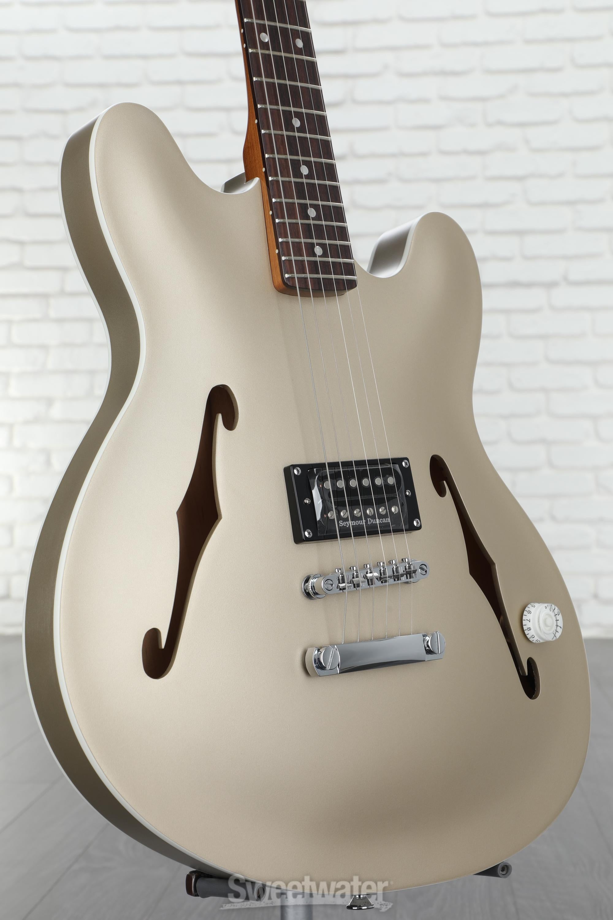Photo of Fender Tom DeLonge Starcaster Semi-hollowbody Electric Guitar - Satin Shoreline Gold