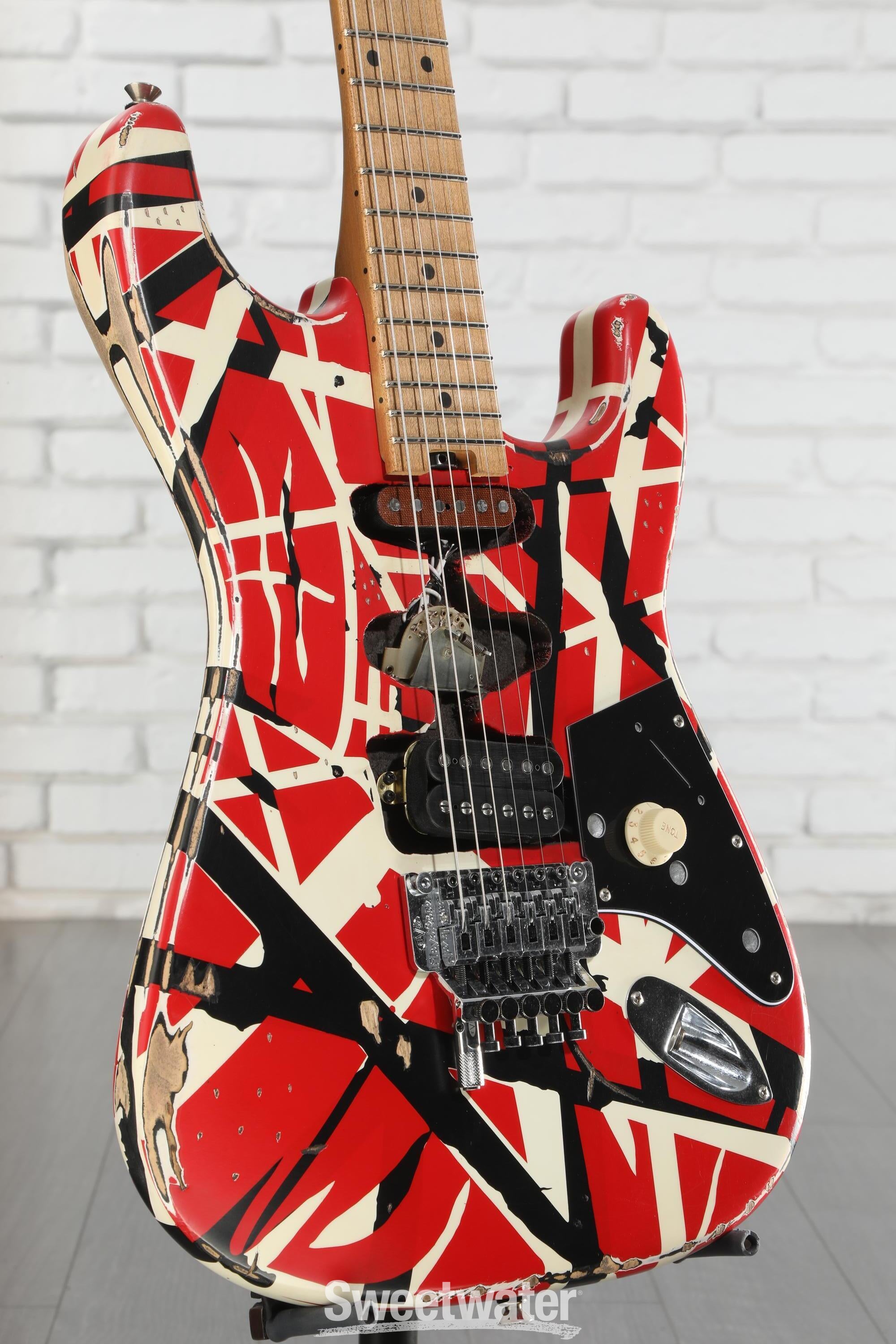 EVH Striped Series Frankenstein Relic - Red/Black/White