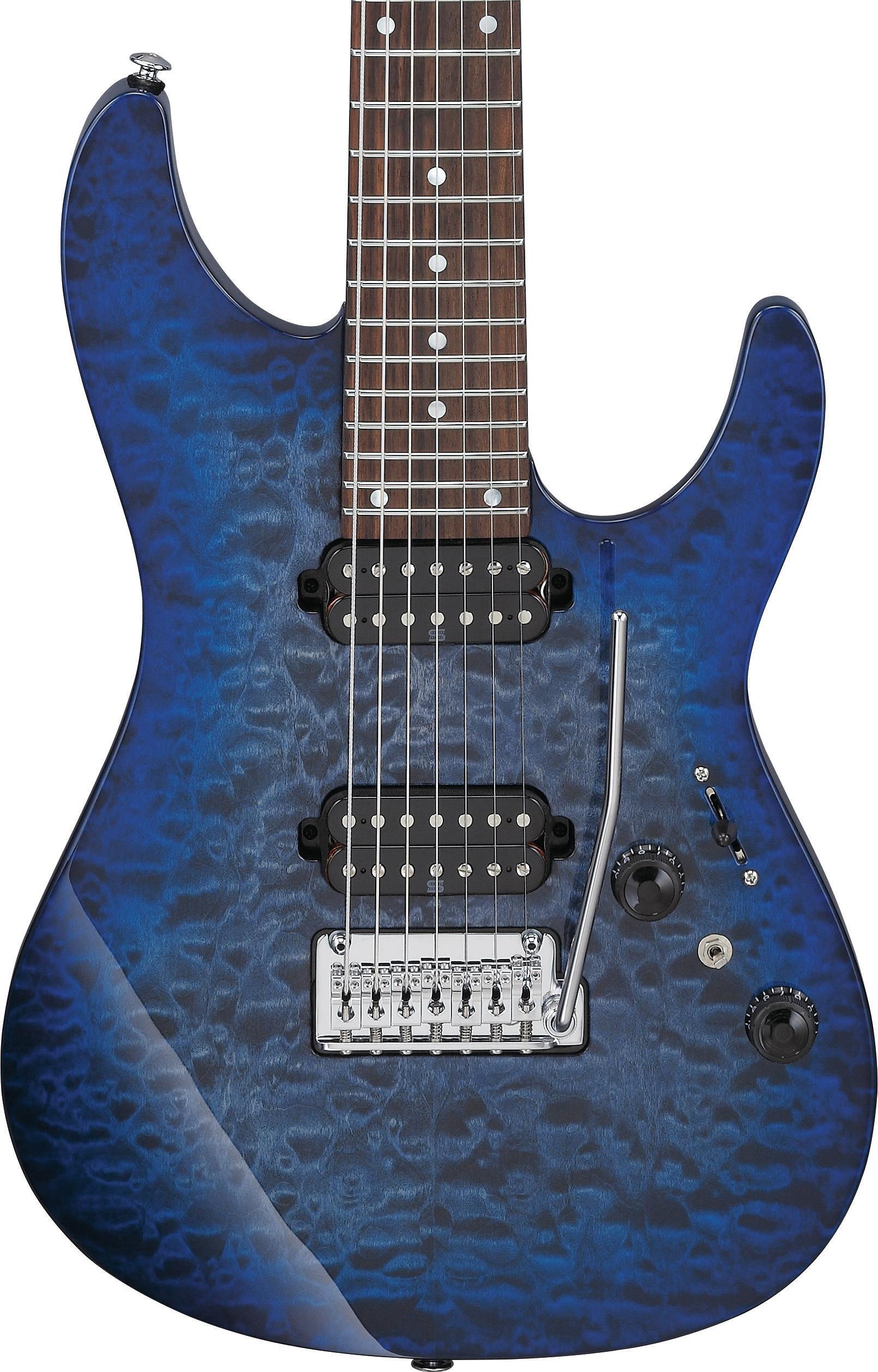 Ibanez Premium AZ427P2QM 7-string Electric Guitar - Twilight Blue Burst ...