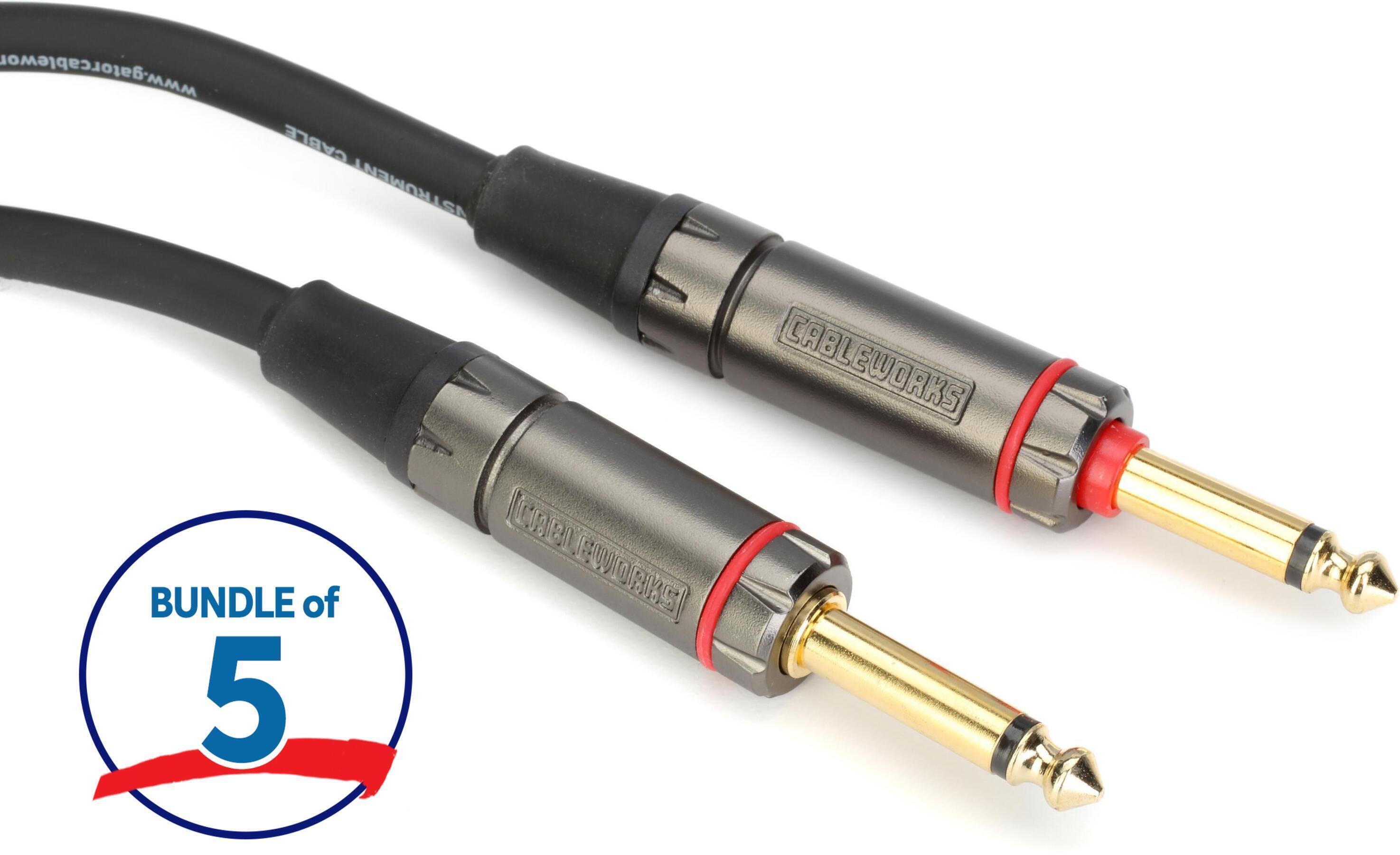 Photo of Gator Cableworks Headliner Series Quiet Instrument Cable - 10 foot (5-pack)