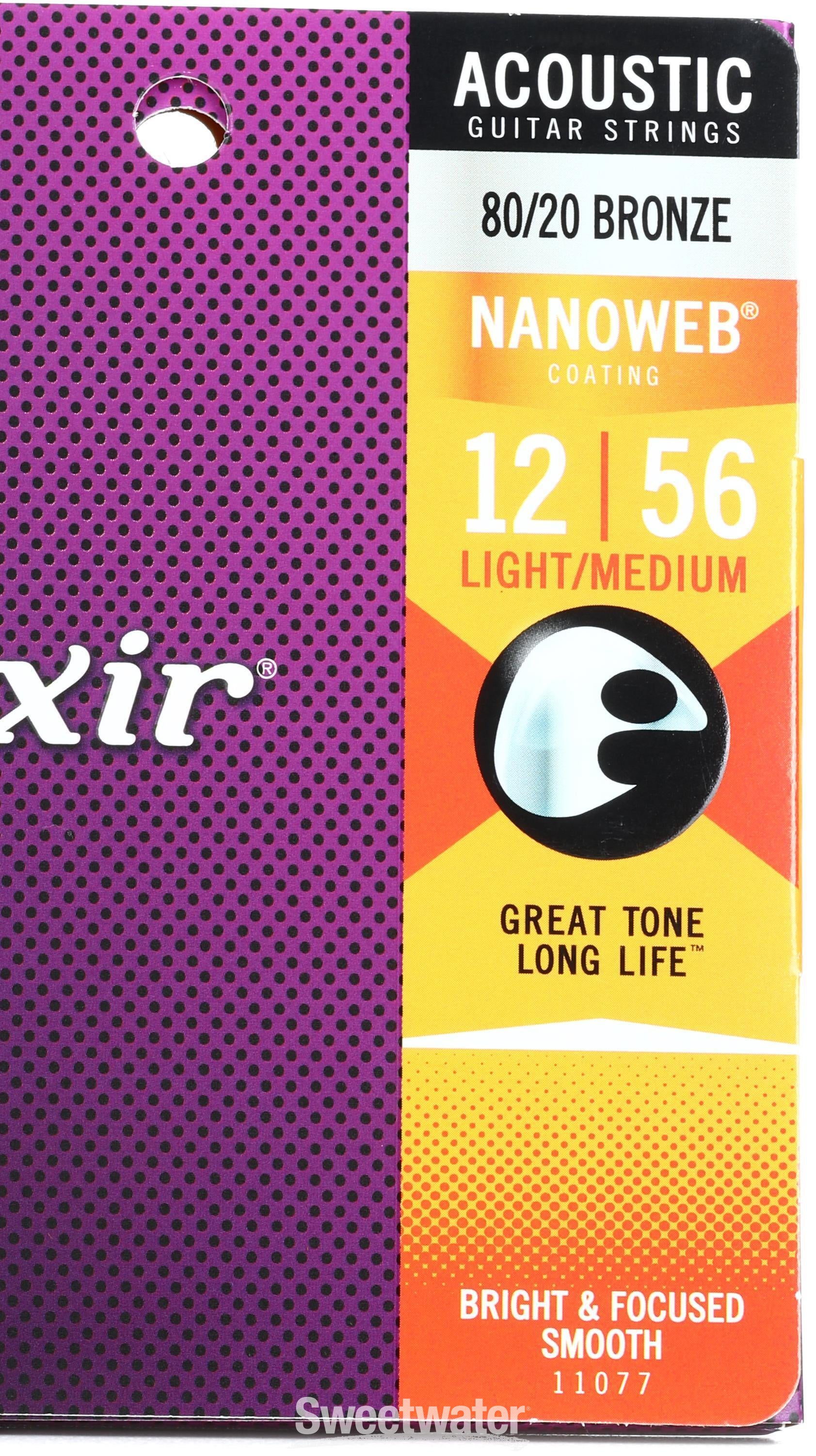 Elixir Strings 11077 Nanoweb 80 20 Acoustic Guitar Strings .012