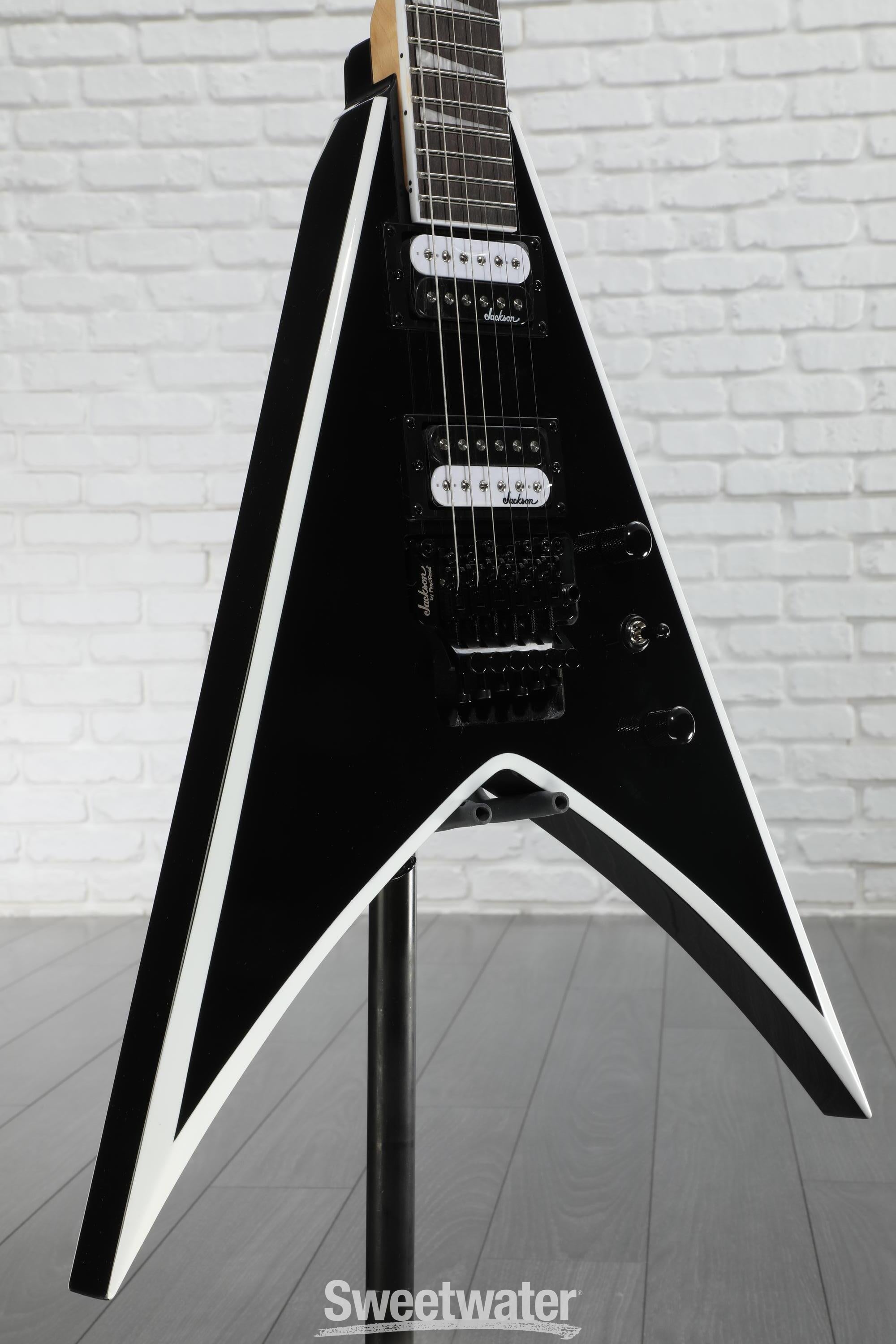 ギター Jackson King V JS32 Jackson JS Series King V JS32 - Black with White Bevels