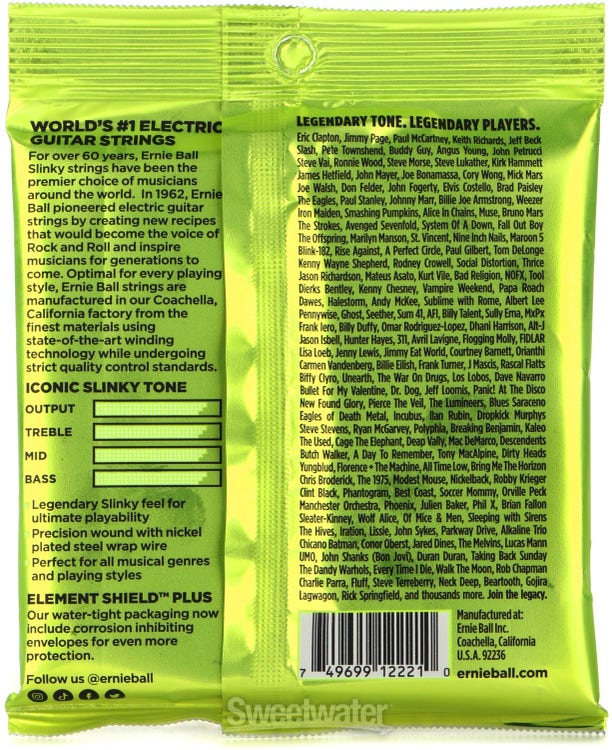 Ernie Ball 2221 Regular Slinky Nickel Wound Electric Guitar Strings - .010-.046