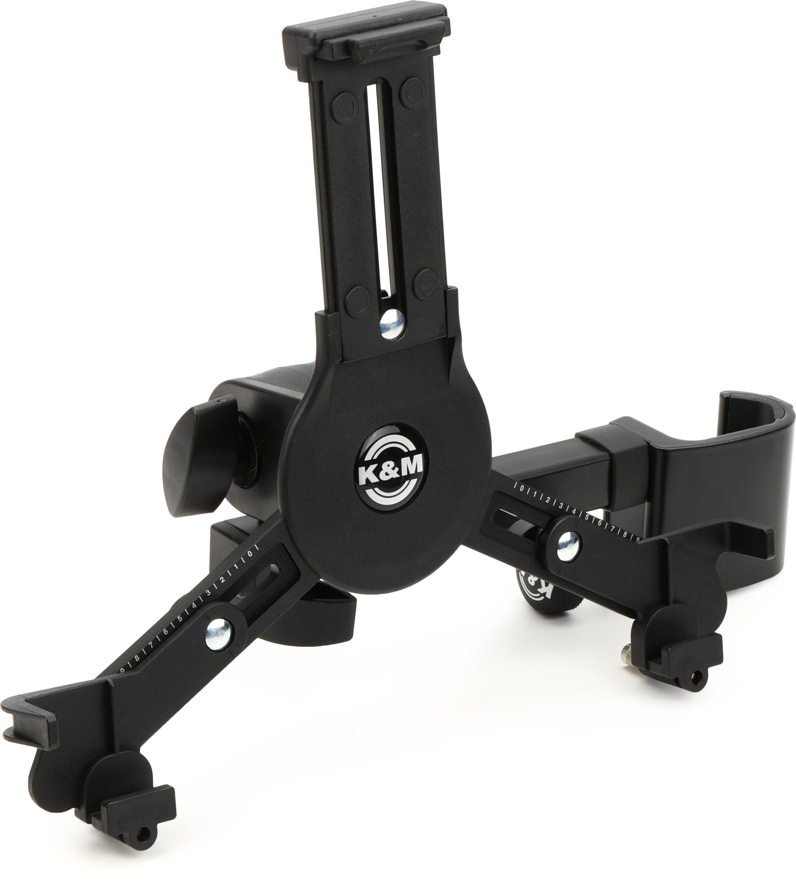 K&M 19791 Universal Tablet Holder - Clamp Mount for iPad/Tablet Height  222-334mm