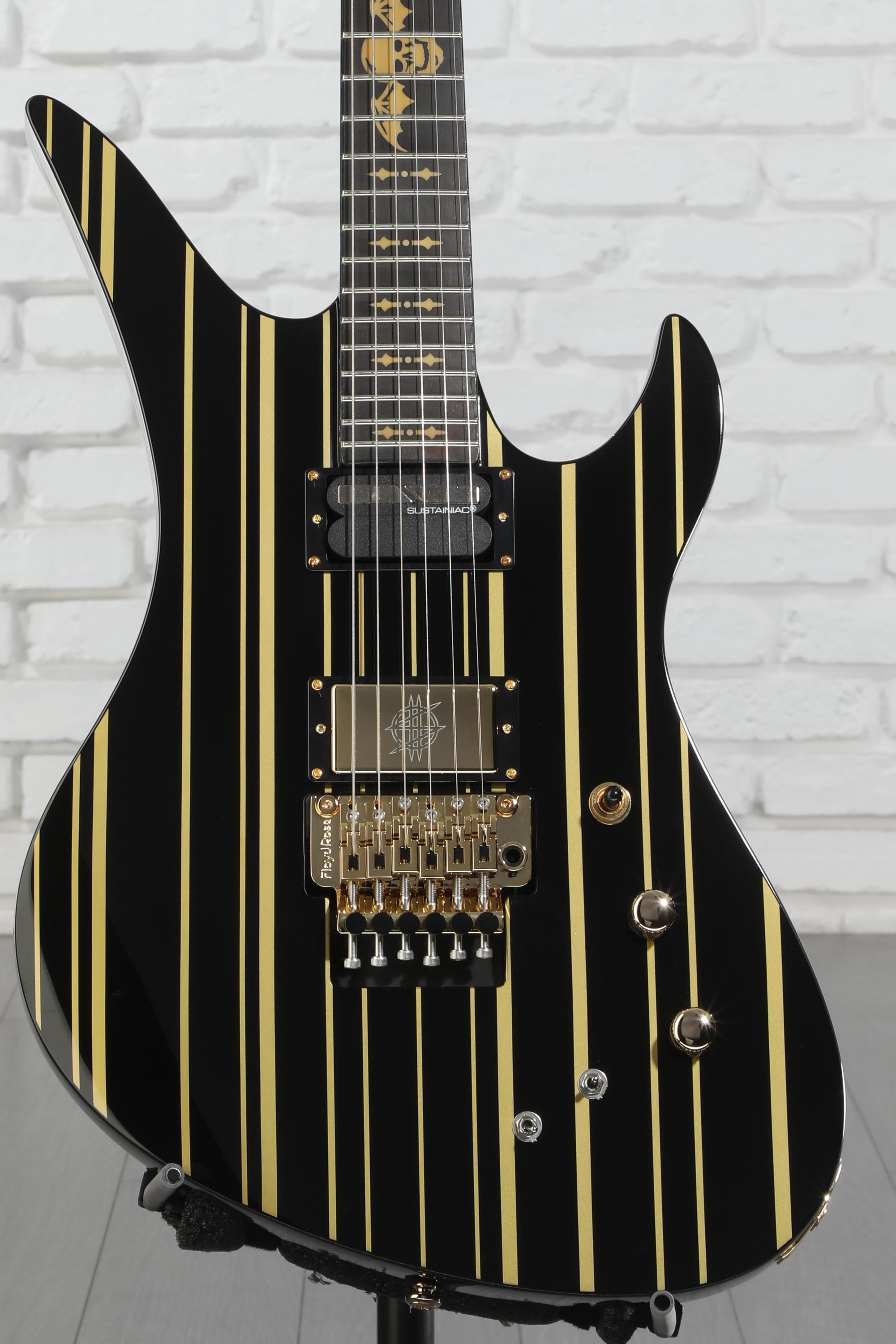 Schecter Synyster Gates Custom-S - Black with Gold Stripes