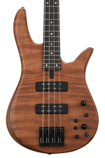 Photo of Fodera Monarch 4 Standard Special Bass Guitar - Natural Flamed Redwood, Sweetwater Exclusive