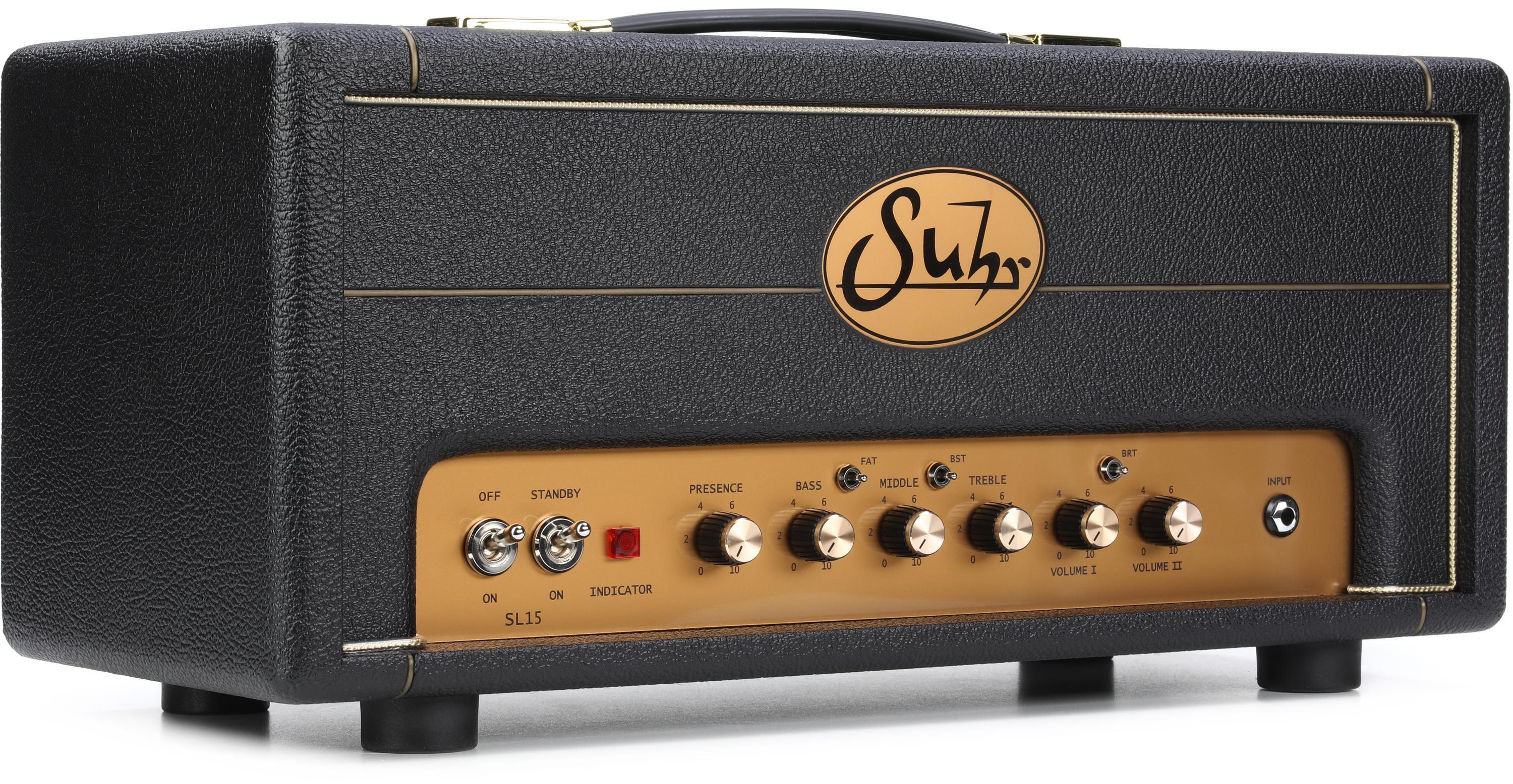 Photo of Suhr SL15 15-watt Tube Amplifier Head - Black Tolex/Gold Faceplate