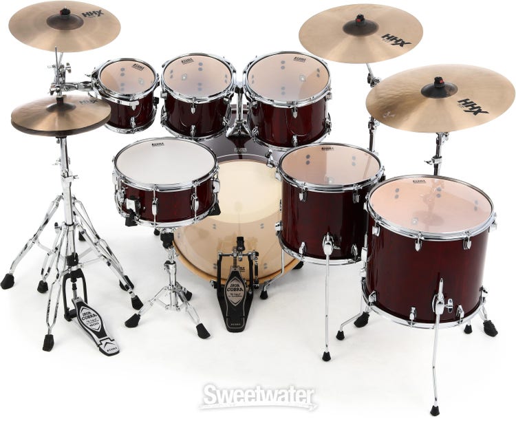Tama Superstar Classic CL72S 7-piece Shell Pack with Snare Drum - Gloss Garnet Lacebark Pine