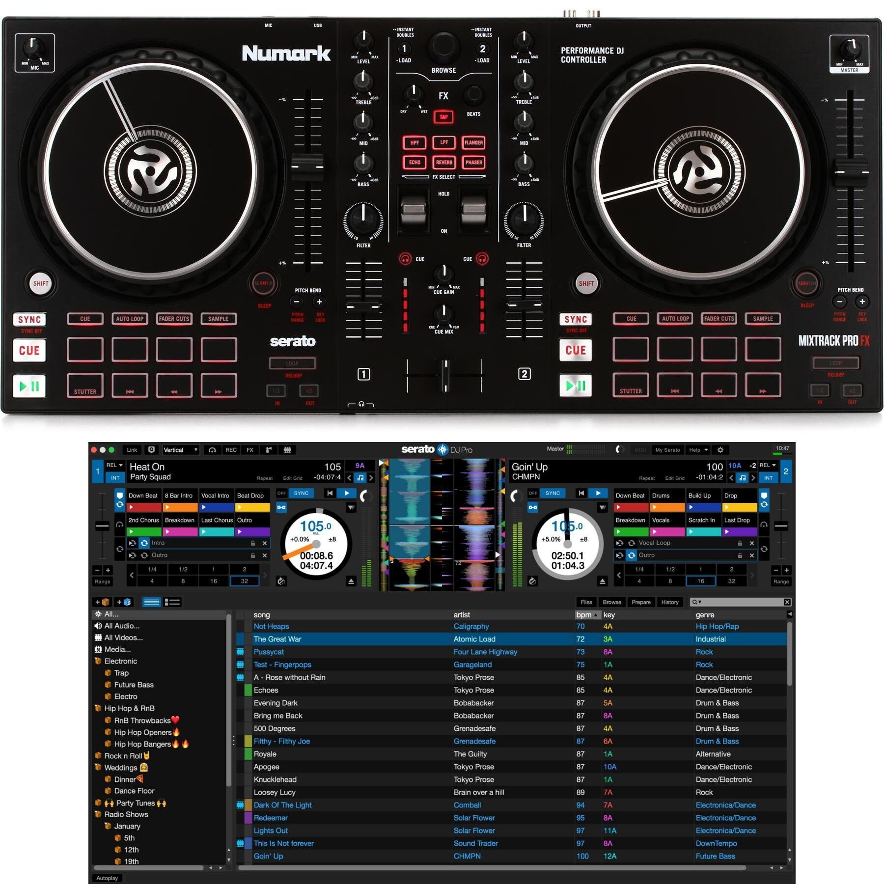 Numark Mixtrack Pro FX 2-Channel DJ Controller and Serato Pro 