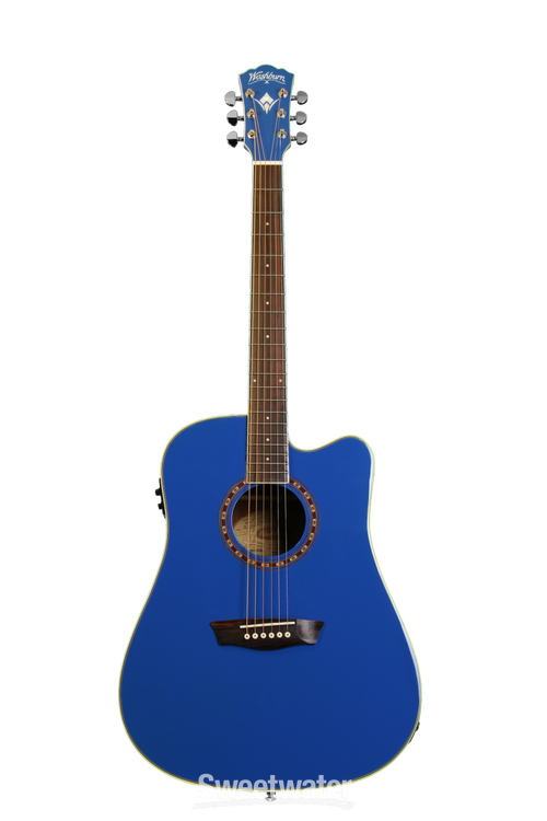 Washburn WD10CEBL Dreadnought Cutaway - Blue | Sweetwater