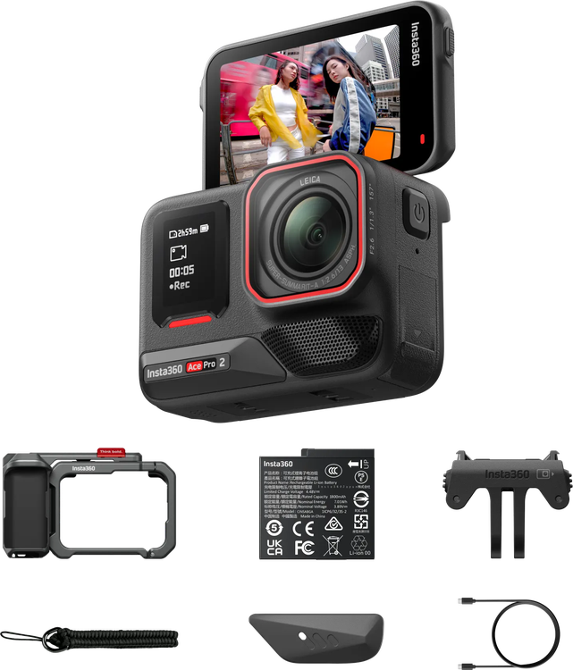 Insta360 Ace Pro 2 Action Camera Dual Battery Xplorer Bundle - Gray
