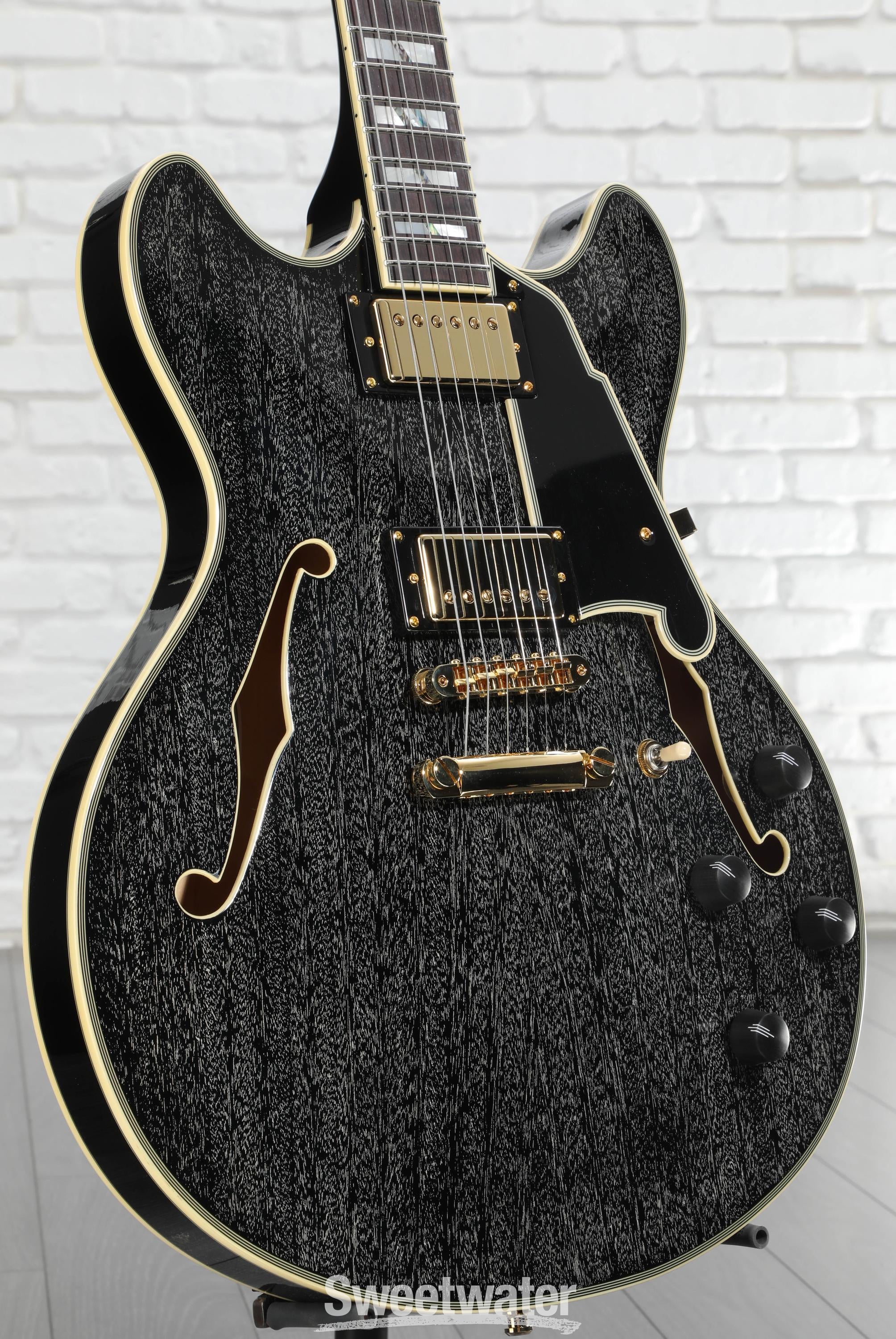 D'Angelico Excel DC Semi-hollowbody Electric Guitar - Black Dog