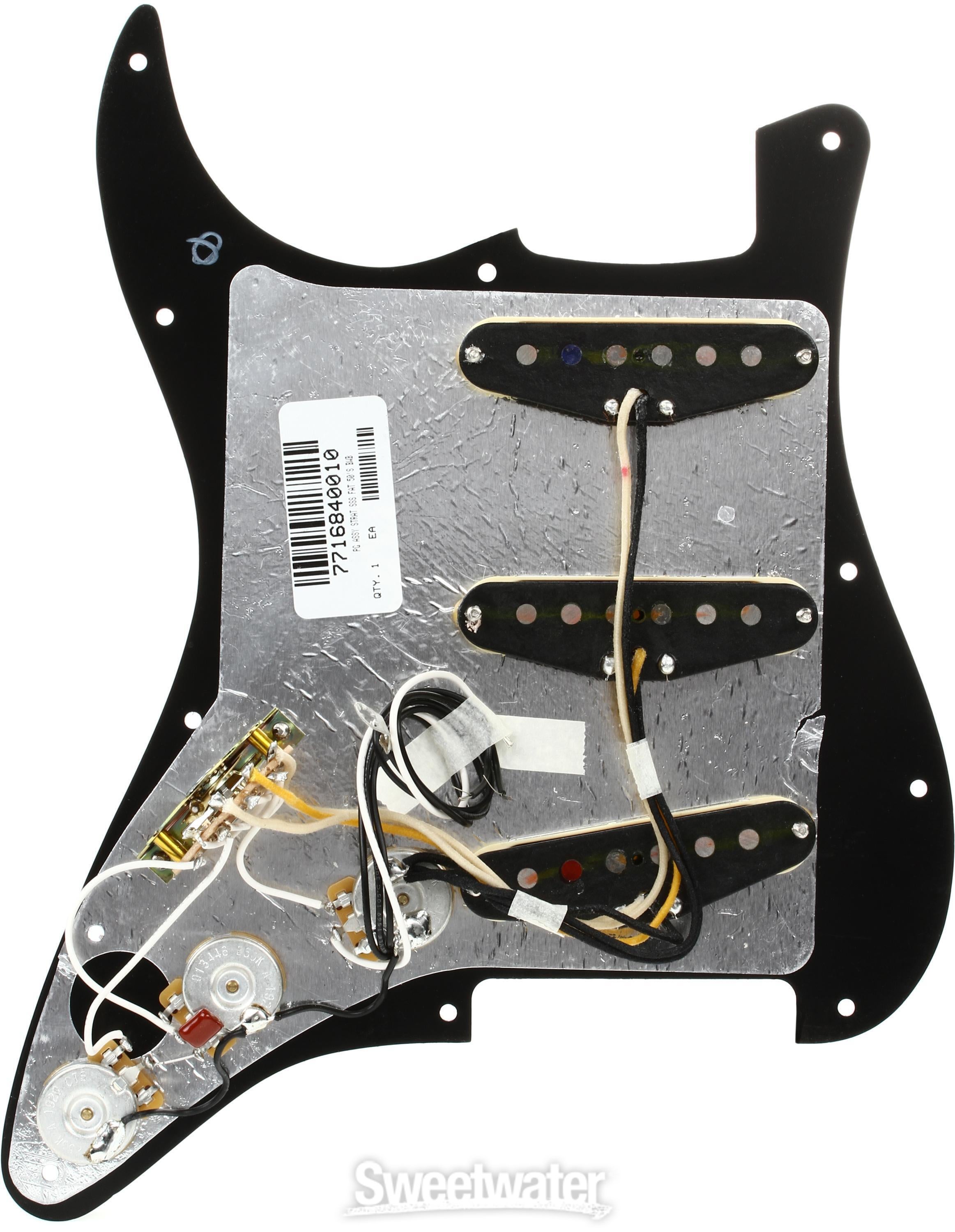 Fender Custom Fat '50s SSS Pre-wired Stratocaster Pickguard - Black 3-ply