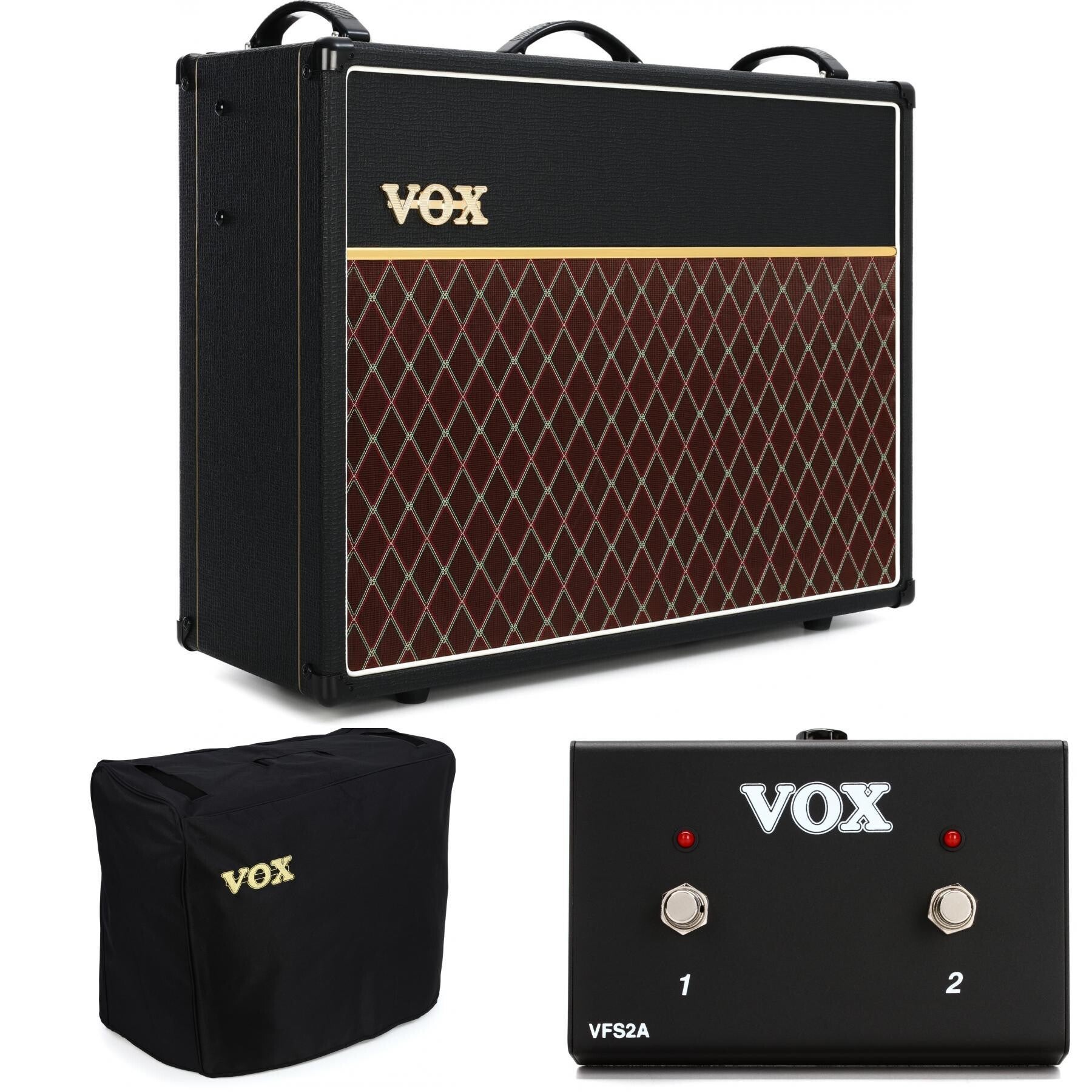 Vox AC30C2 30-watt 2 x 12-inch Tube Combo Amp with Cover and Footswitch  Bundle