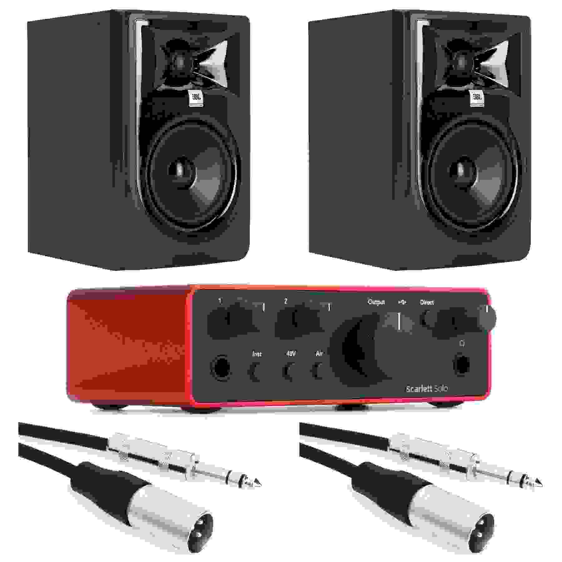 Focusrite Scarlett Solo 4th Gen USB Audio Interface and JBL 305P MkII 5-inch Powered Studio Monitor Bundle